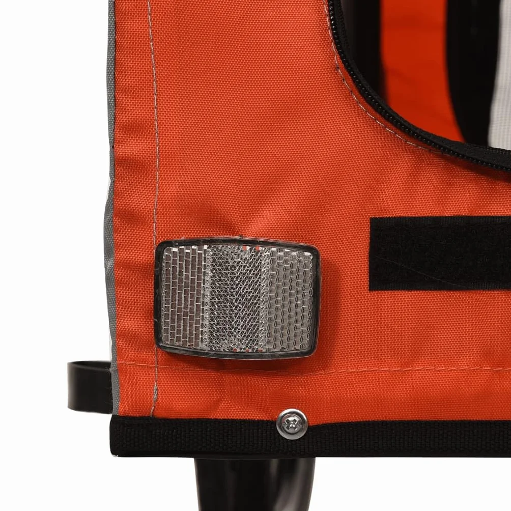 vidaXL Remorque de Vélo pour Animaux de Compagnie, Chariot pour Chien avec Drapeau, Orange et Noir