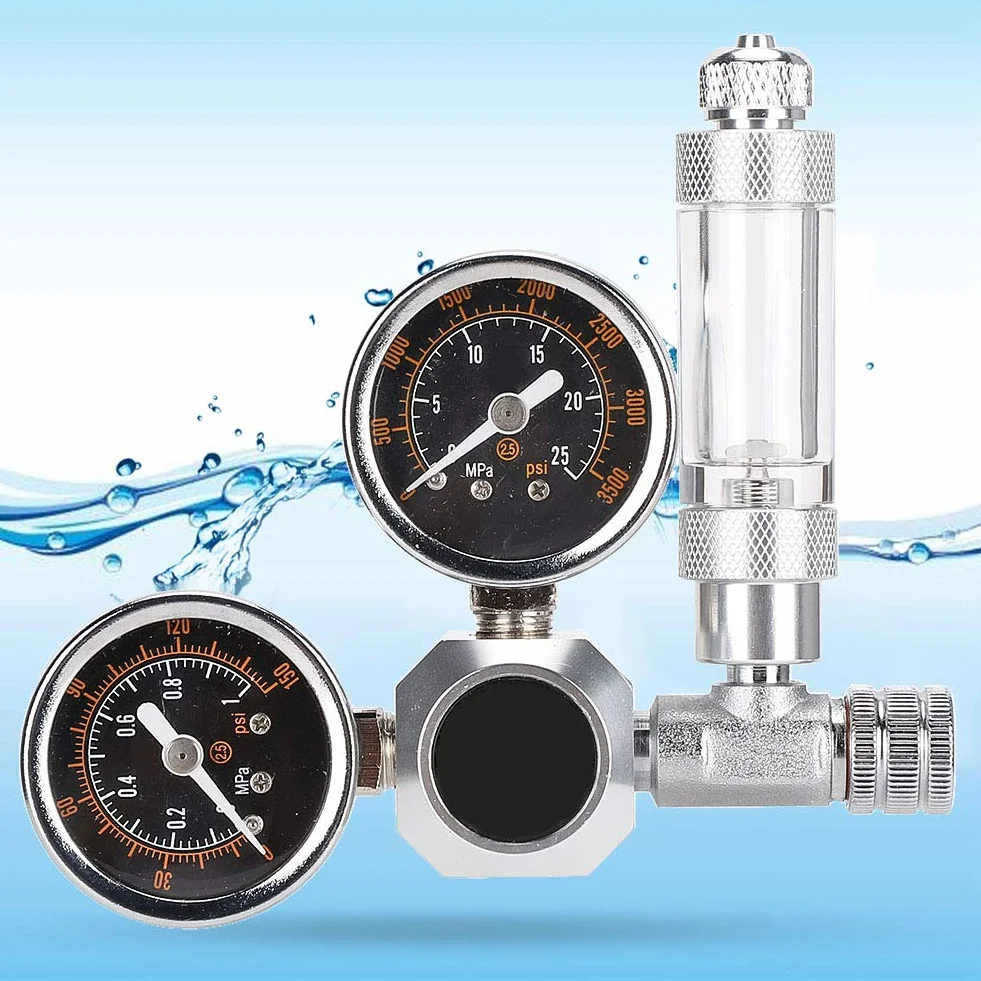 Distributeur de CO2 pour Aquarium avec Régulateur Pression Réglable Double Affichage, Compteur de Bulles et Clapet Interface w21.8