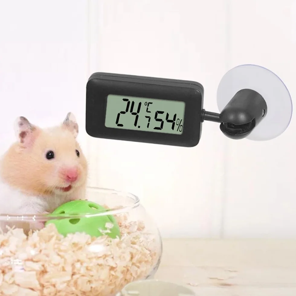 DONGKER Jauge D'humidité de Thermomètre de Reptile,Jauges de Capteur de Température D'affichage LCD Numérique avec Ventouse pour Tortue,Serpent,Lézard,Grenouille,Araignée,Boîte a Plantes