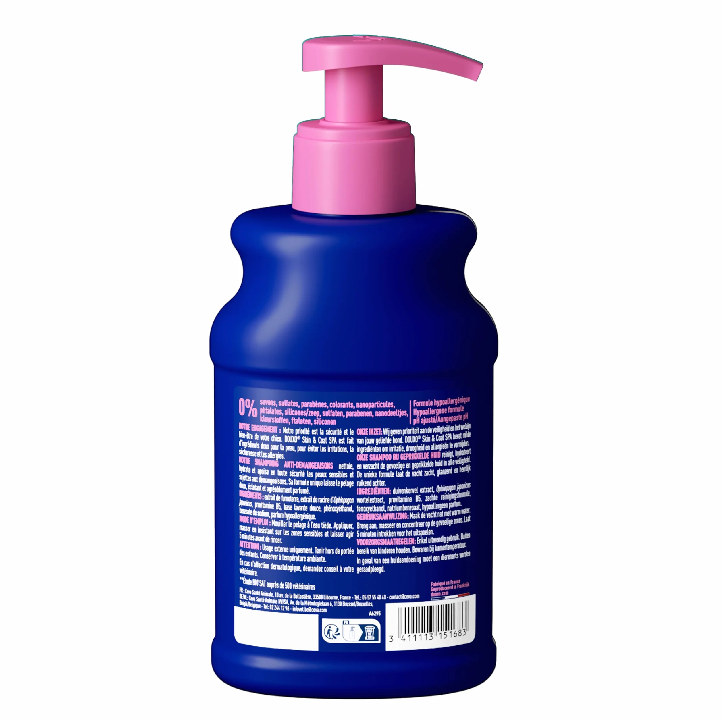 DOUXO Skin & Coat Spa - Ultra-Safe Shampoing Anti-démangeaisons pour Chien, 250mL, Nettoie et apaise la Peau, Laisse Le Pelage Doux et éclatant, Formule respectueuse de la Peau.