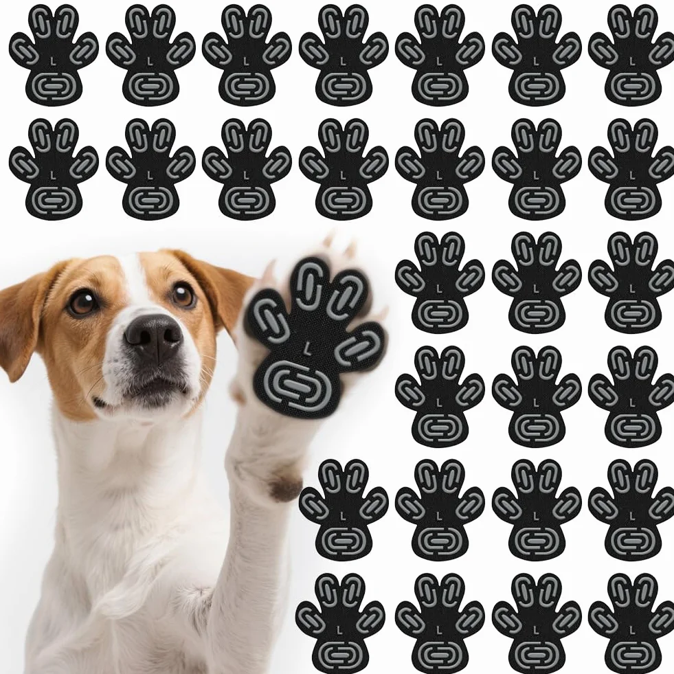Protections de pattes pour chien antidérapantes en gel de silicone, lot de 28, taille L
