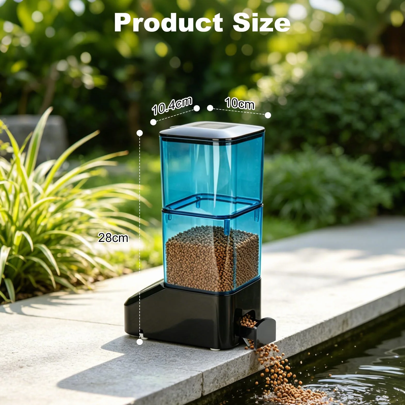 Mangeoire Automatique pour Bassin 2L Fishkeeper Distributeur avec Minuterie Anti-Blocage Manuel/Automatique