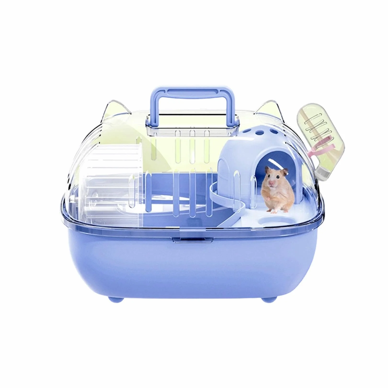 Cage de transport pour hamster avec housse transparente et bouteille d'eau portable pour petits animaux