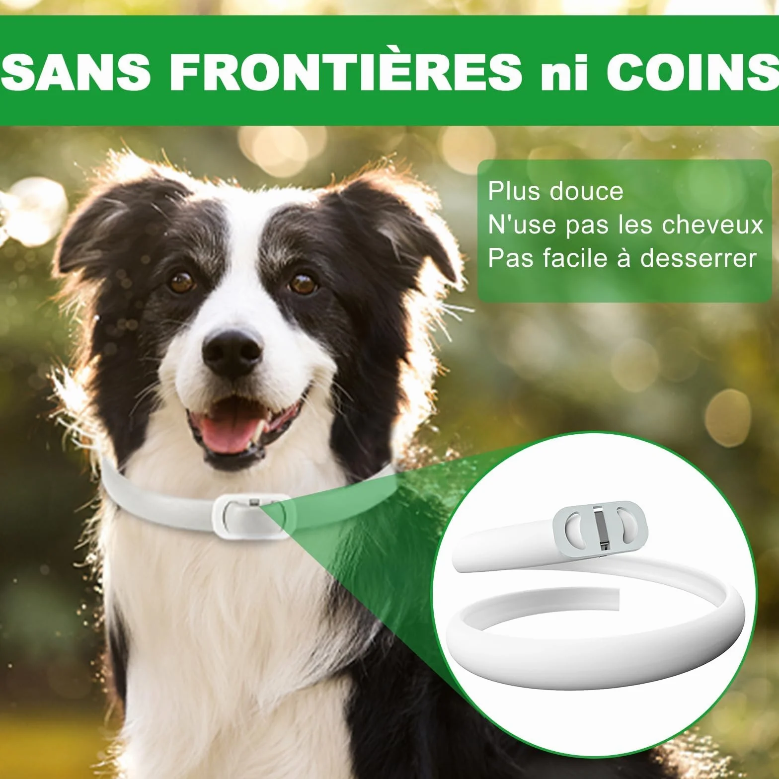 Collier Anti Puces pour Chien 65cm Réglable Étanche 12 Mois Protection