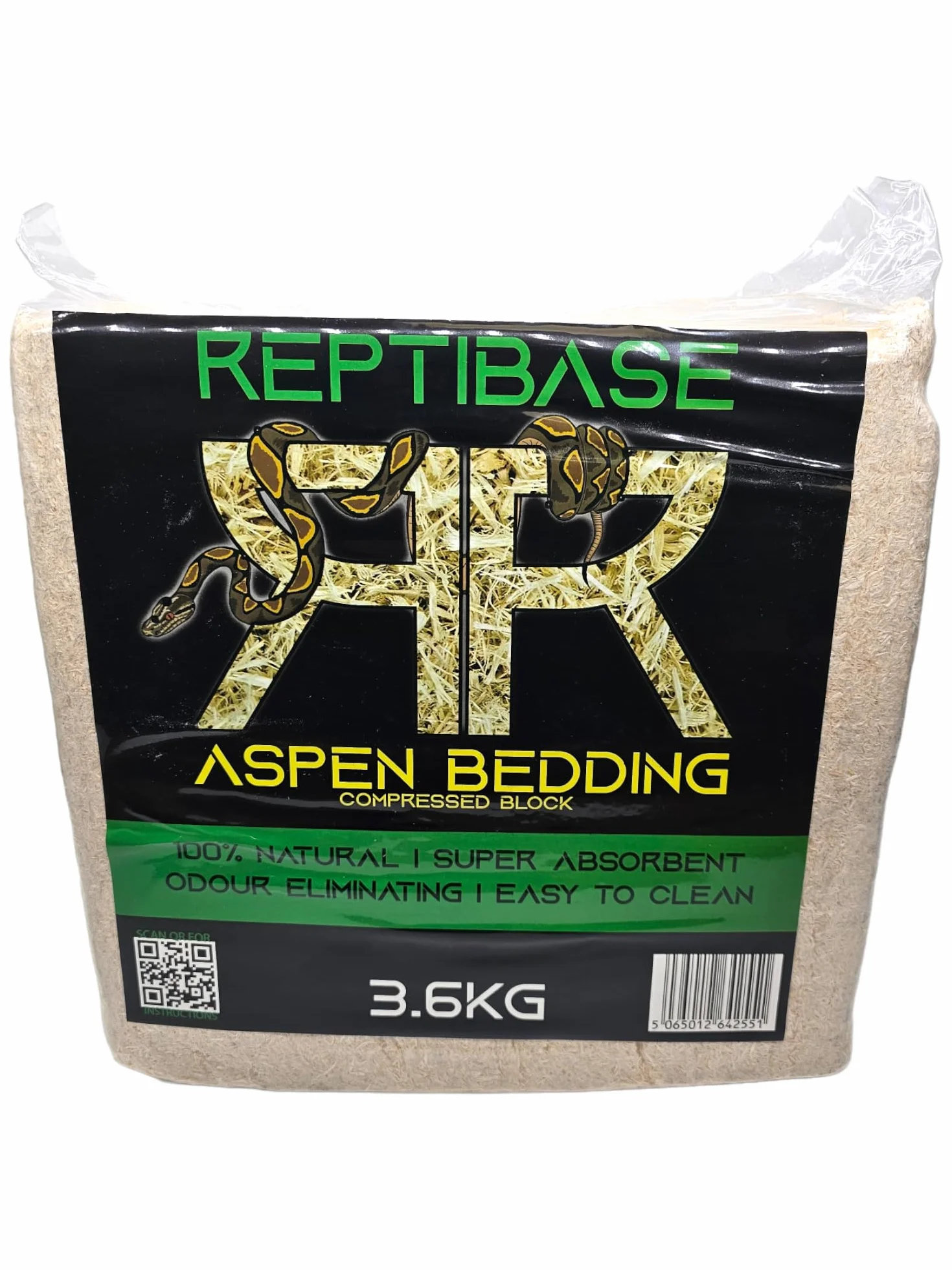 Retics & Reptiles Aspen Bedding ReptiBase | Literie super absorbante | 100 % naturelle | Facile à nettoyer | Élimination des odeurs | Convient pour reptiles, mammifères et amphibiens 60 litres (3,6 kg
