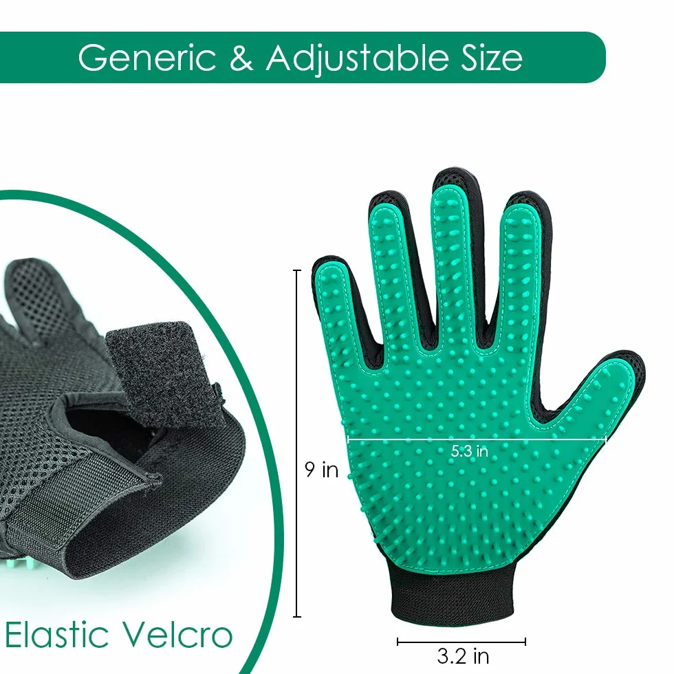DELOMO Gants de Toilettage pour Animaux - Brosses Douces pour Chats - 1 Paire (Vert)