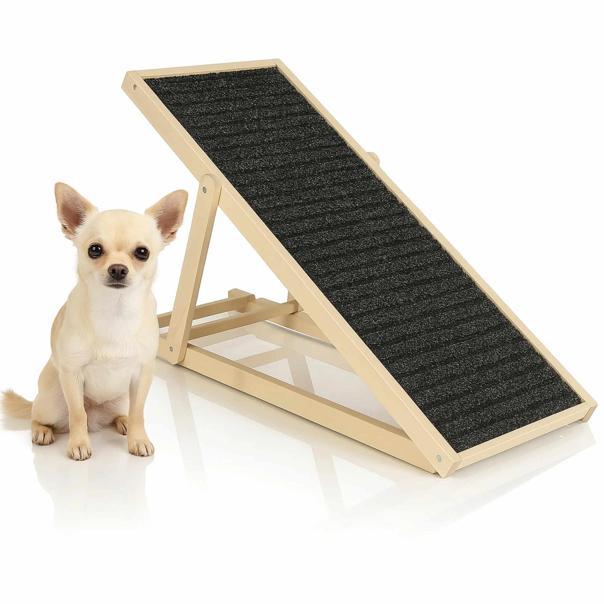 SPRINGOS Rampe pour chien réglable 42,5-59 cm pliable en bois avec insert antidérapant