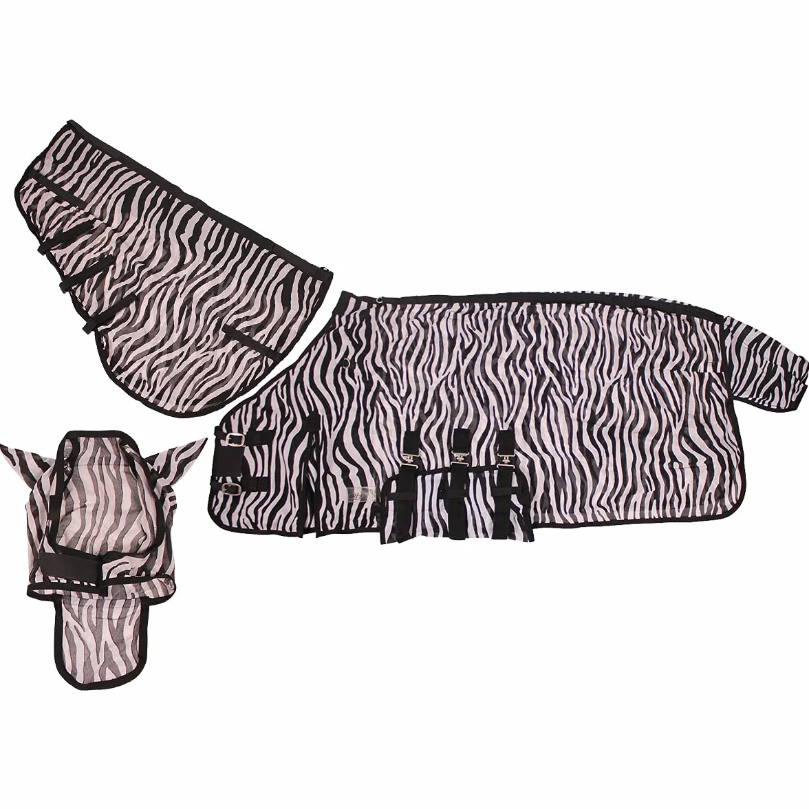 Couverture Anti Mouche QHP pour Cheval avec Couvre-Cou et Bonnet