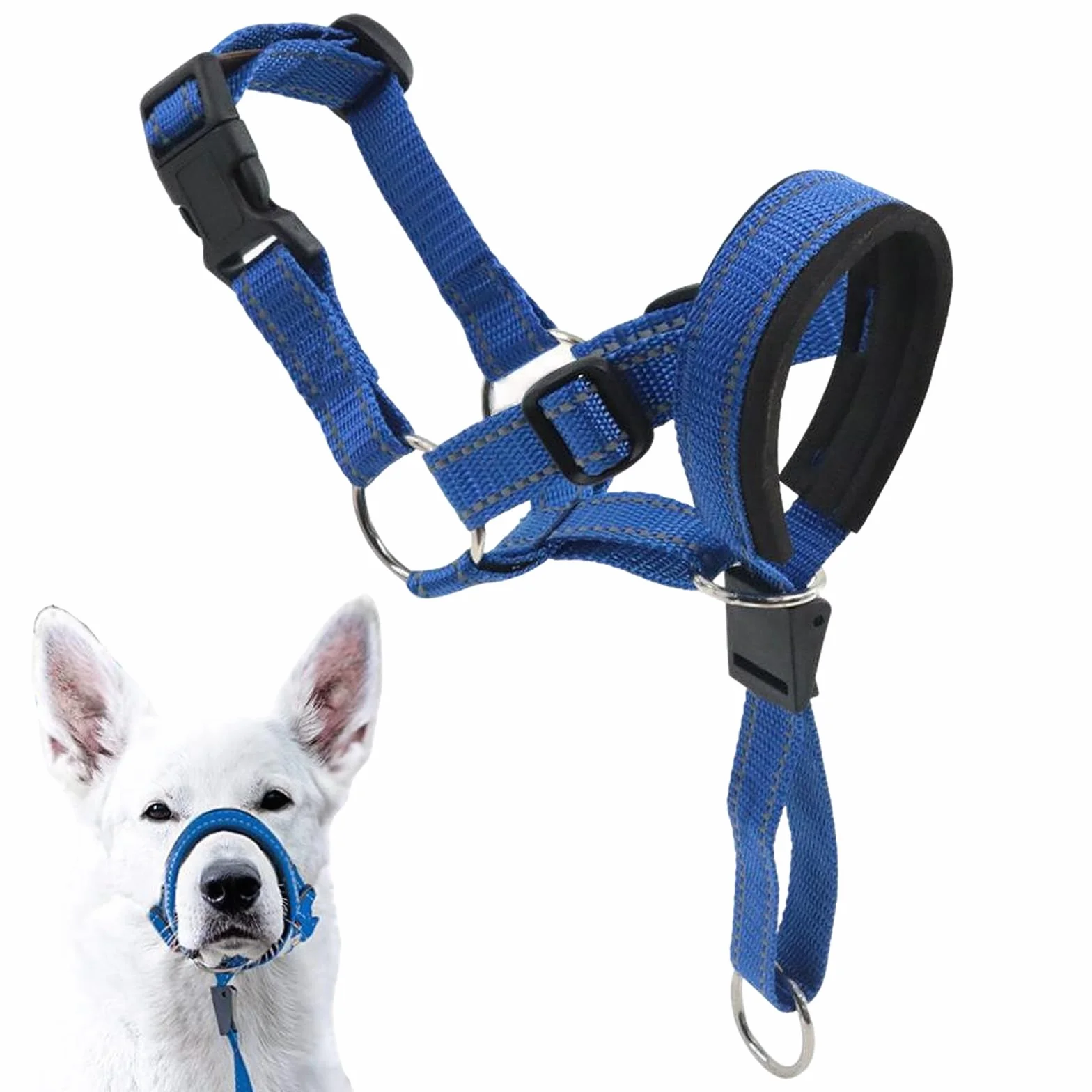 Muselière Chien Tapis en Mousse Dog Muzzle Réglable Cou 36-50cm Bleu Muselières Réfléchissant Licol Chien Souple et Léger Empêche Morsures Aboiements et Tractions