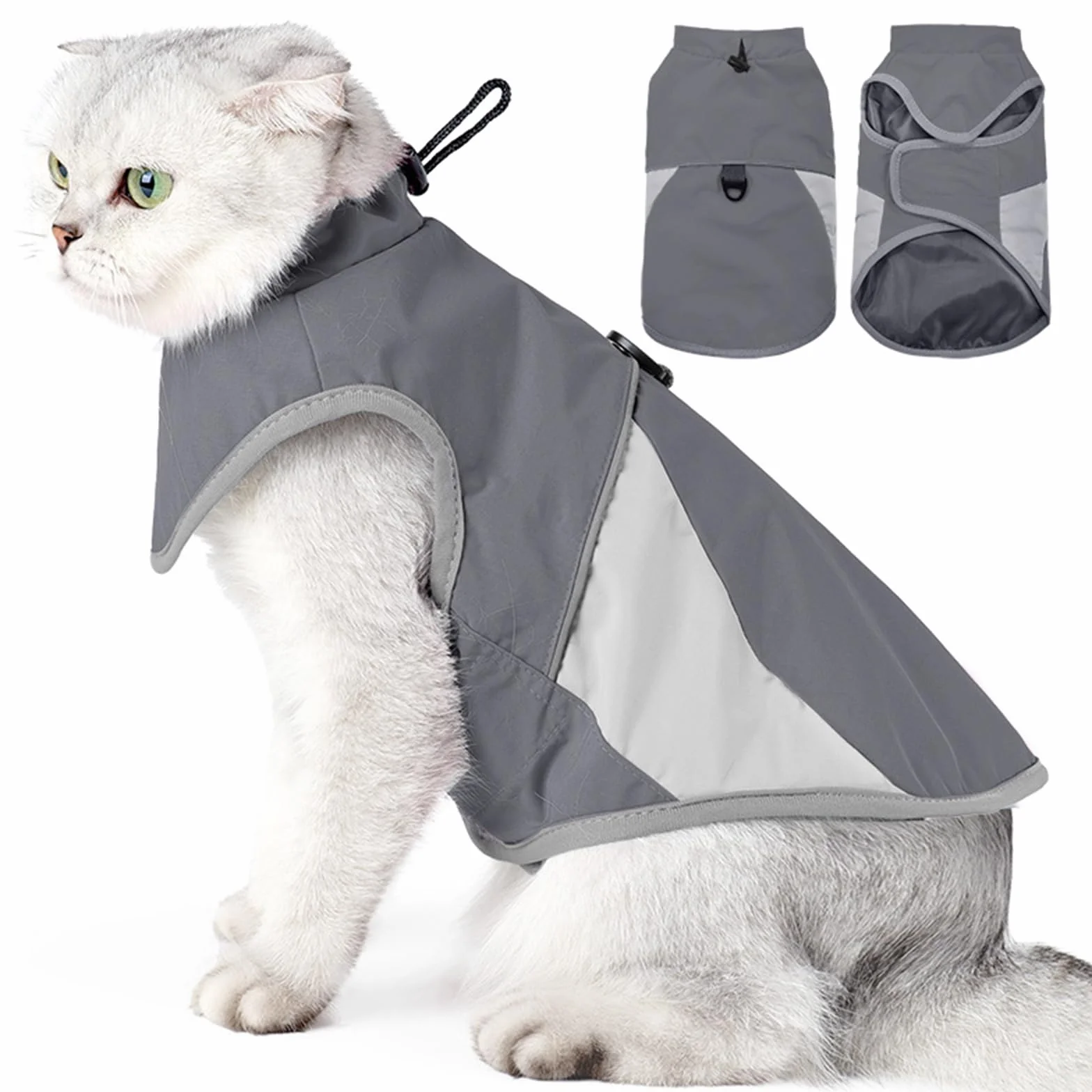 Manteau d'hiver pour Chat Coupe-Vent Chaud Pull-Over Gris S