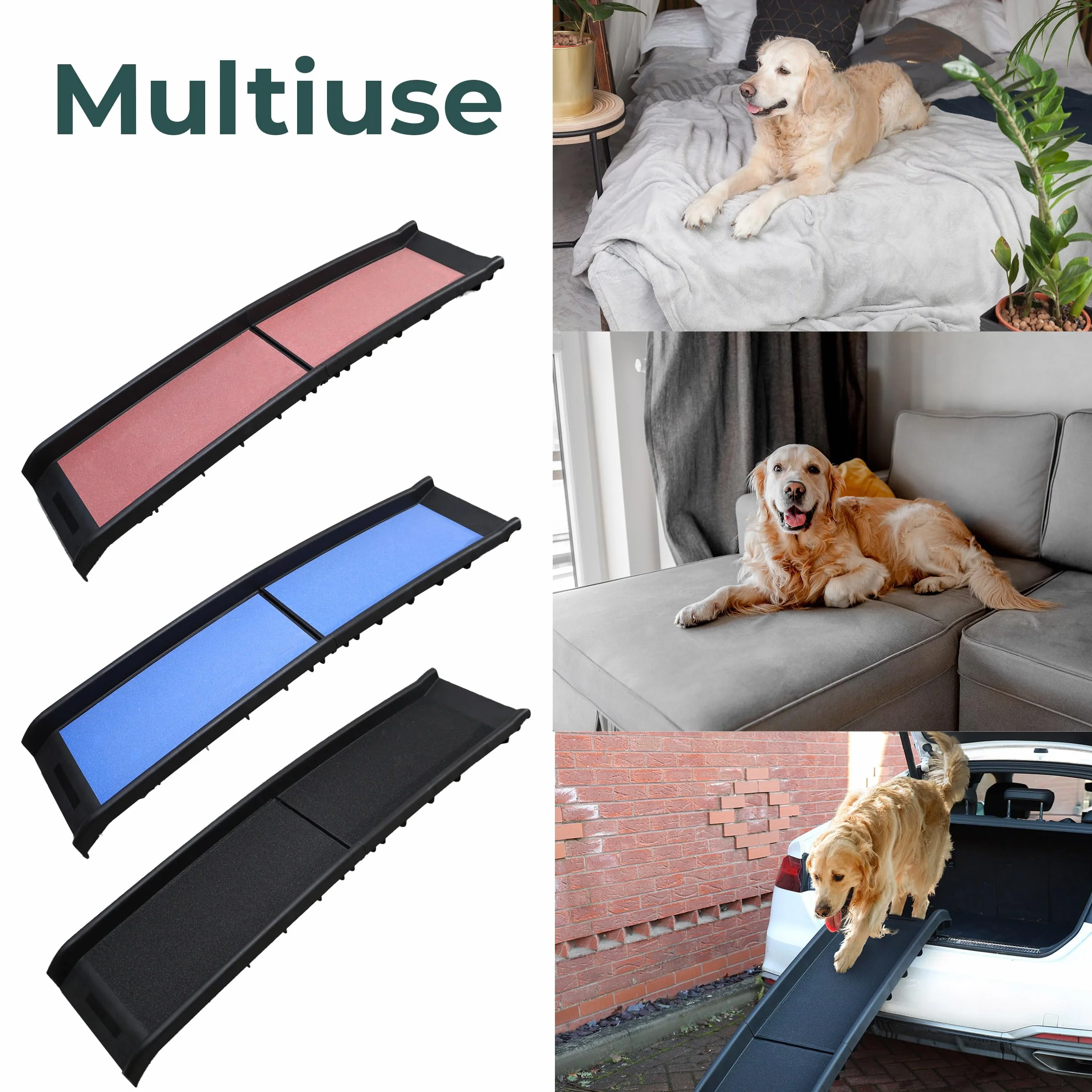 DIVCHI Rampe antidérapante pour Chien Rampes légères et Portables en Plastique Pliable (Noir)