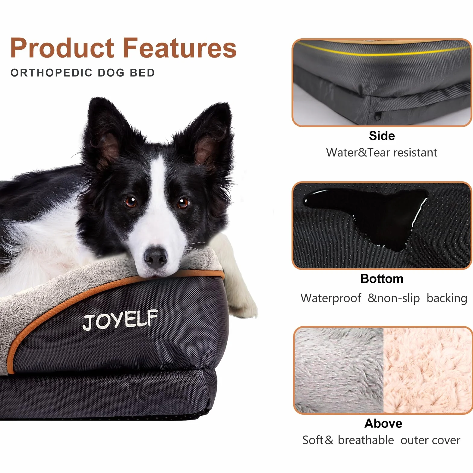lit pour Chien orthopédique XXL en Mousse à mémoire de Forme avec Housse Lavable Amovible