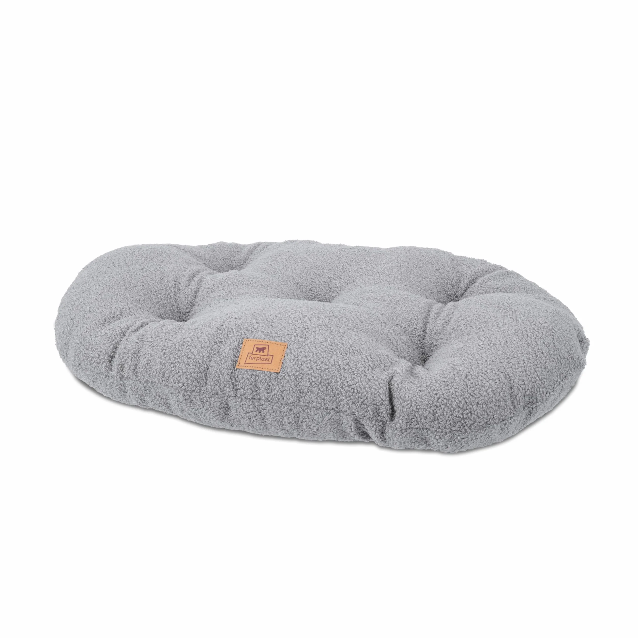Ferplast Coussin pour Chien Taille Moyenne Panier pour Chat Tissu bouclé Lavable 65 x 42 x 4 cm Gris