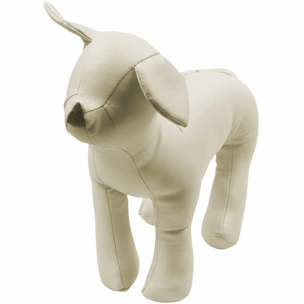 Mannequin chien cuir debout blanc S affichage magasin