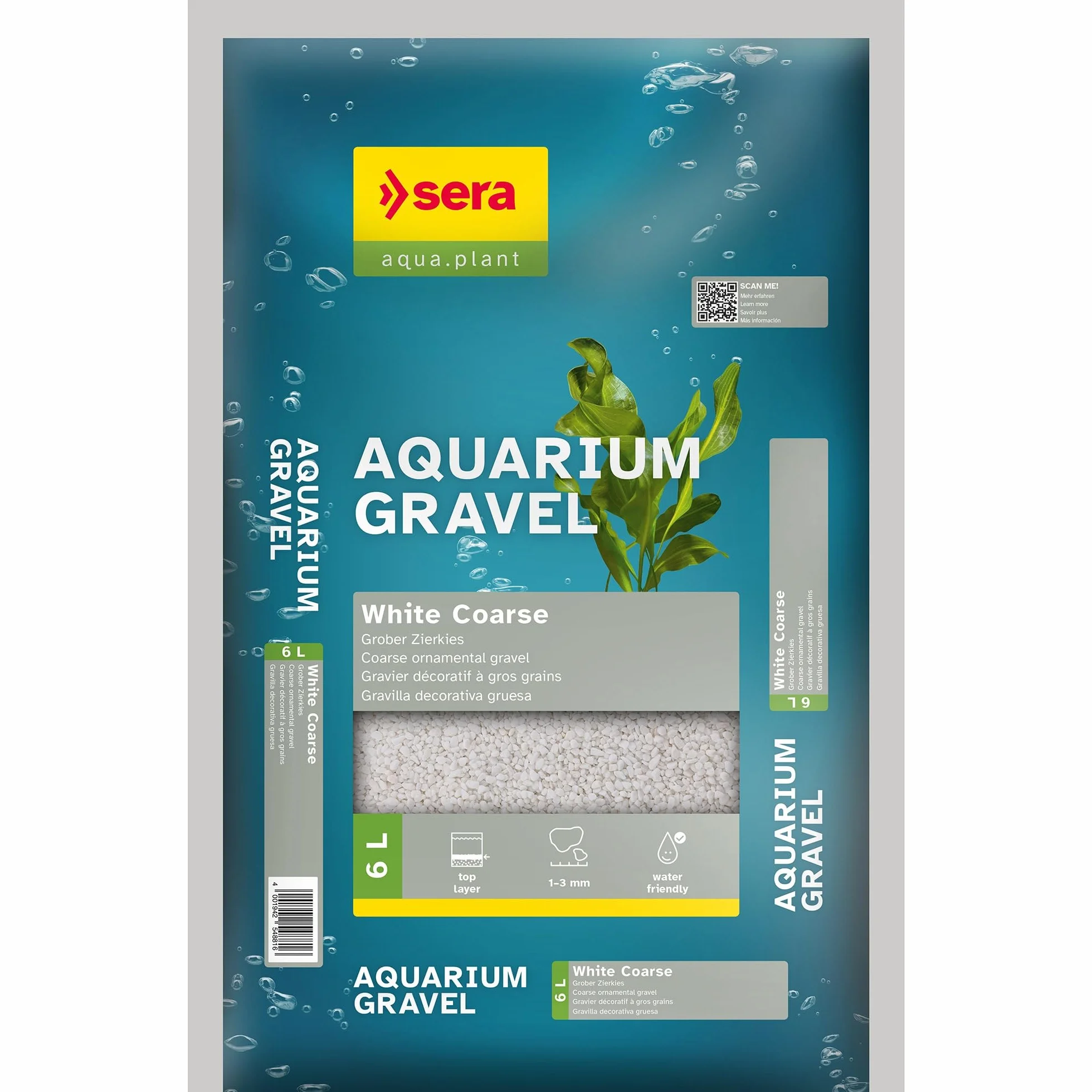 SERA Aquarium Gravel White Coarse 6 L Sustrat pour Aquariums d'Eau Douce