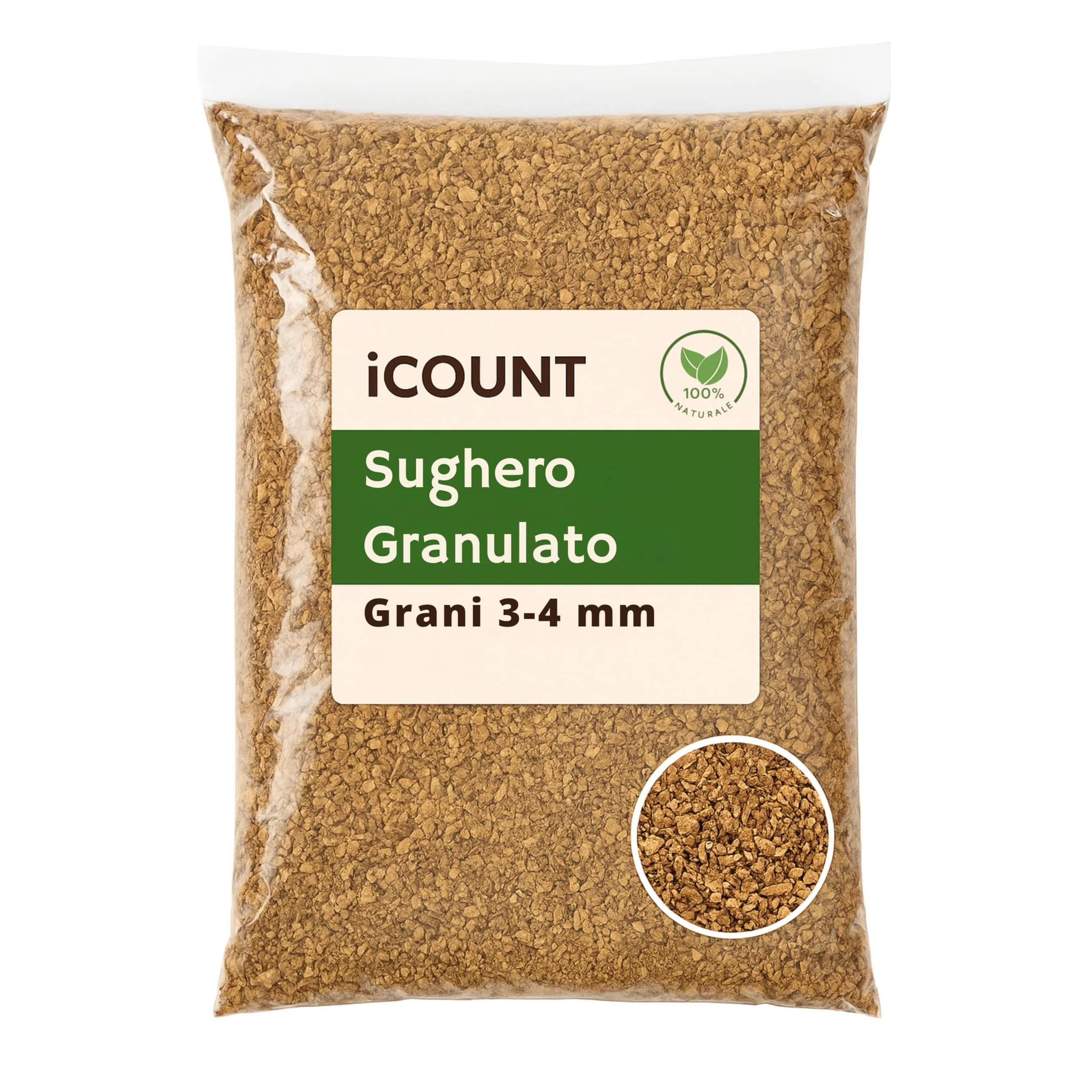 ICount Liège granuleux 2 l brut en grains 6 – 12 mm