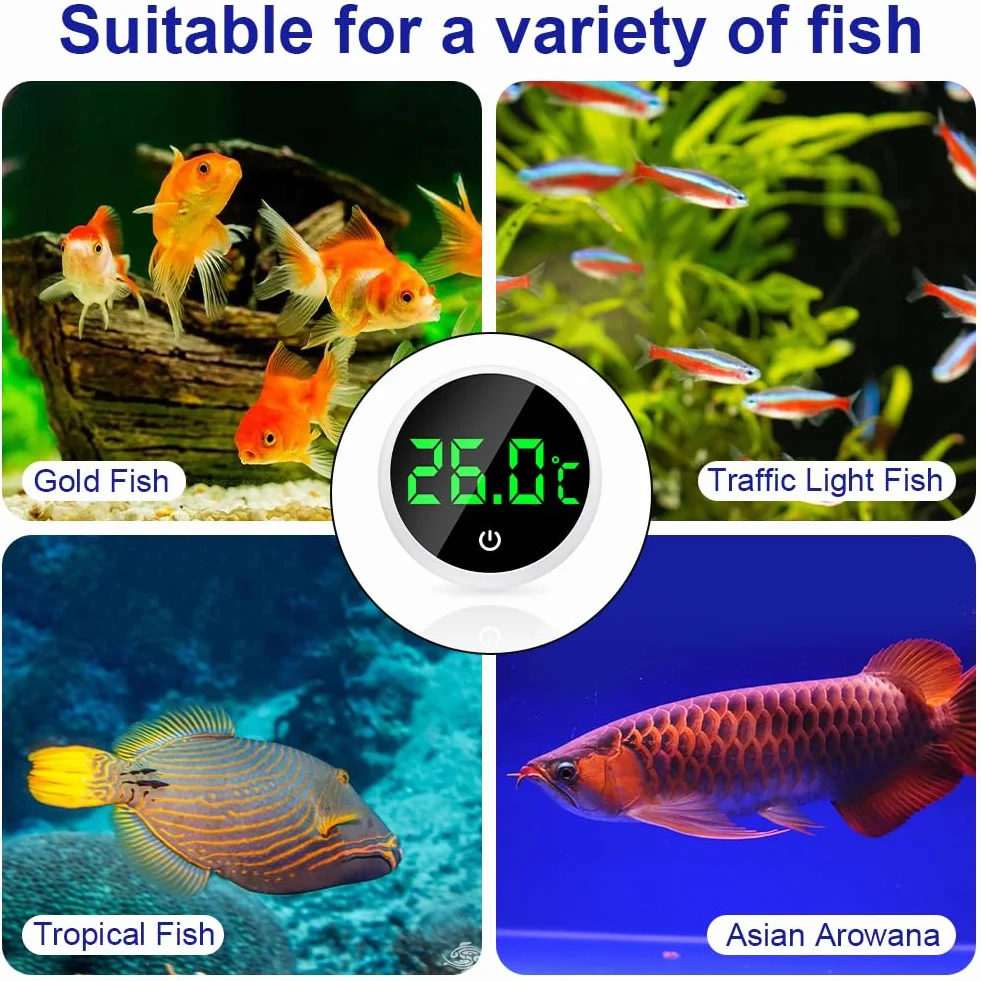 Flintronic Thermomètre d'Aquarium Numérique, Affichage LED, Capteur de Température Haute Précision