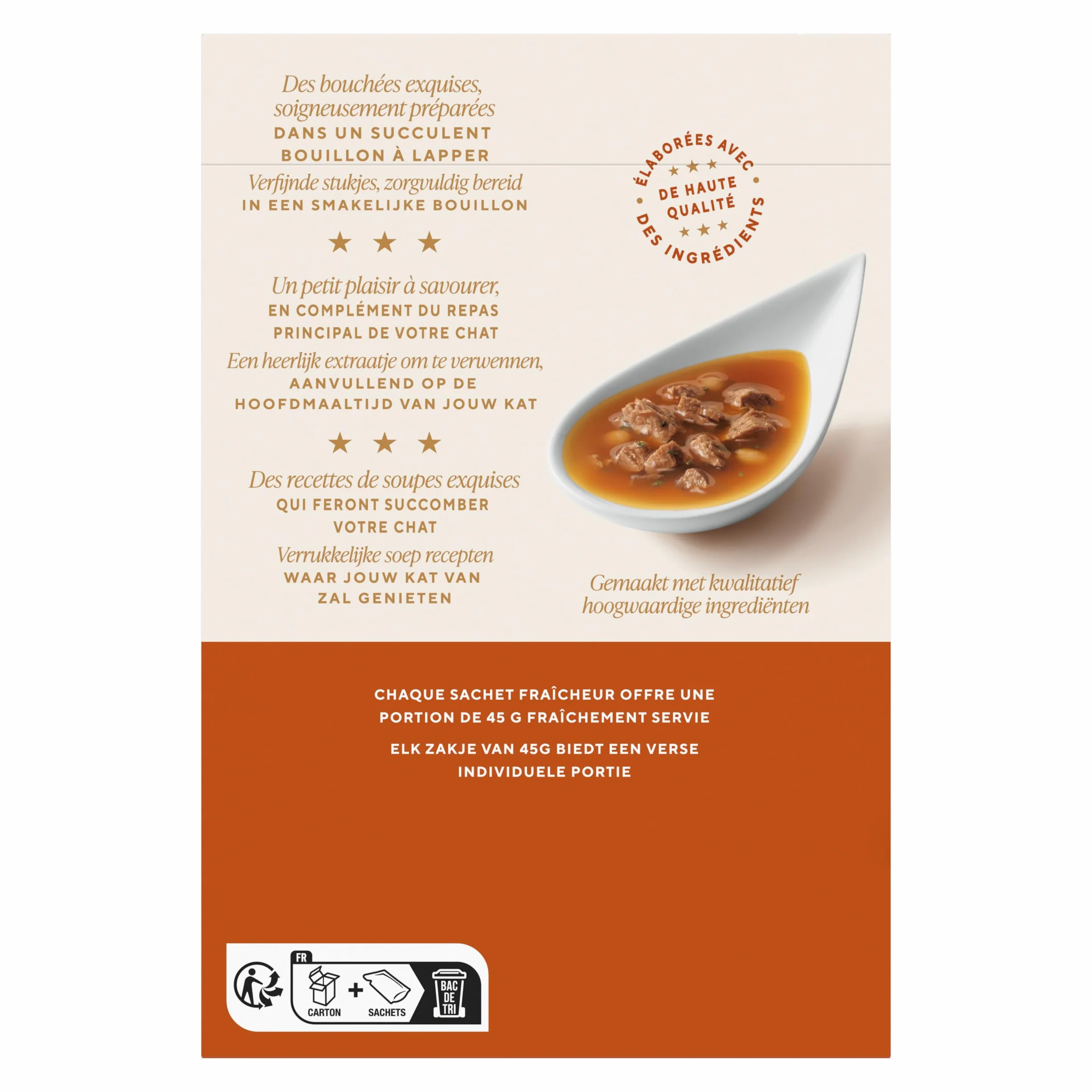 GOURMET | Soup Royale | Soupe Exquise à la Viande | Aliment Complémentaire Humide pour Chat Adulte| Elaboré avec des ingrédients de Haute Qualité | Poulet, Dinde, Bœuf | Sachets Fraîcheur | 6 x 45g