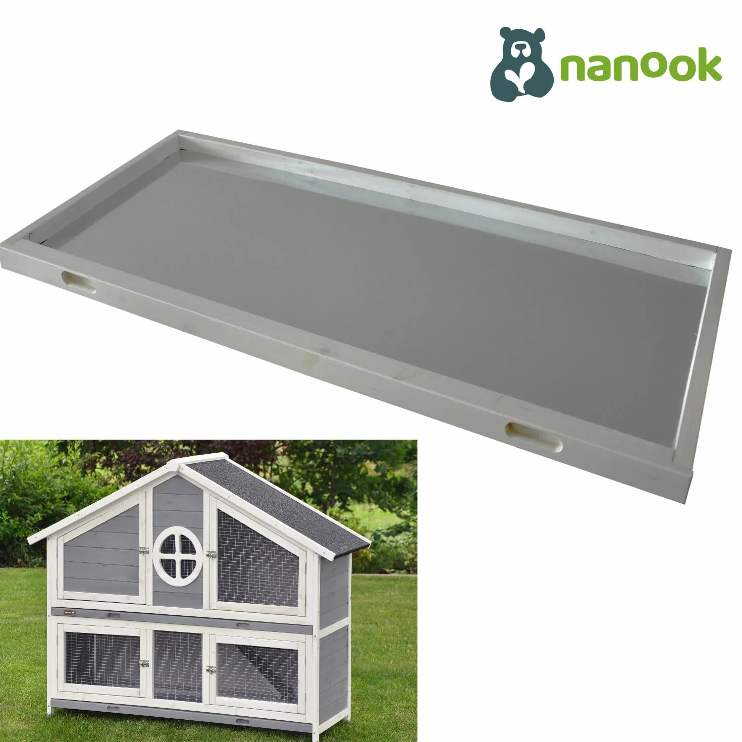 Nanook Bac déjections inférieur rechange clapier Momo bois fond métal tiroir interchangeable Gris