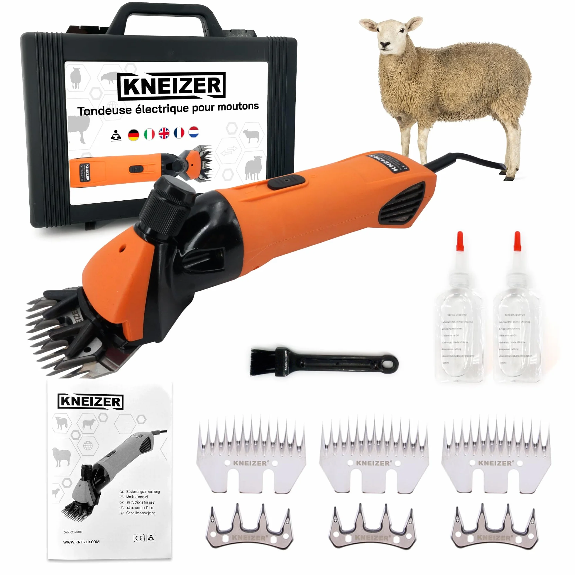 KNEIZER Tondeuse Électrique pour Moutons Kit Complet Lames Remplaçables Moteur Puissant