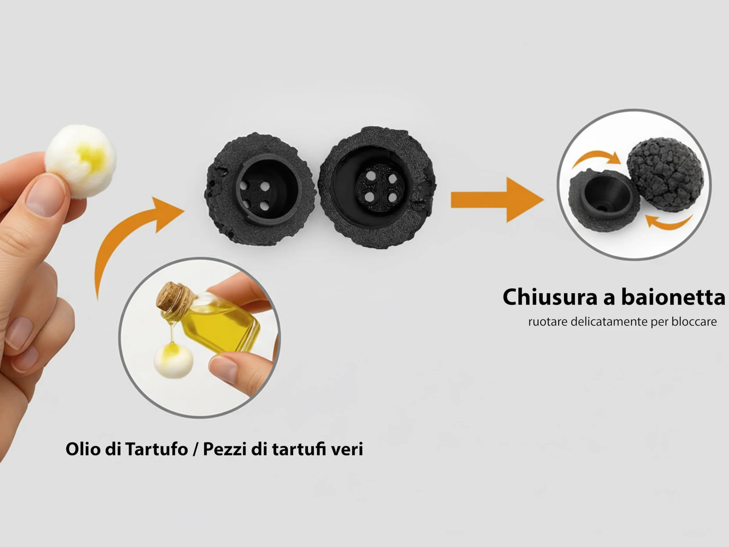 Lot de 2 faux truffes pour dressage de chiens avec fermeture à baïonnette, récipient pour huile de truffe, noir, lavable et réutilisable
