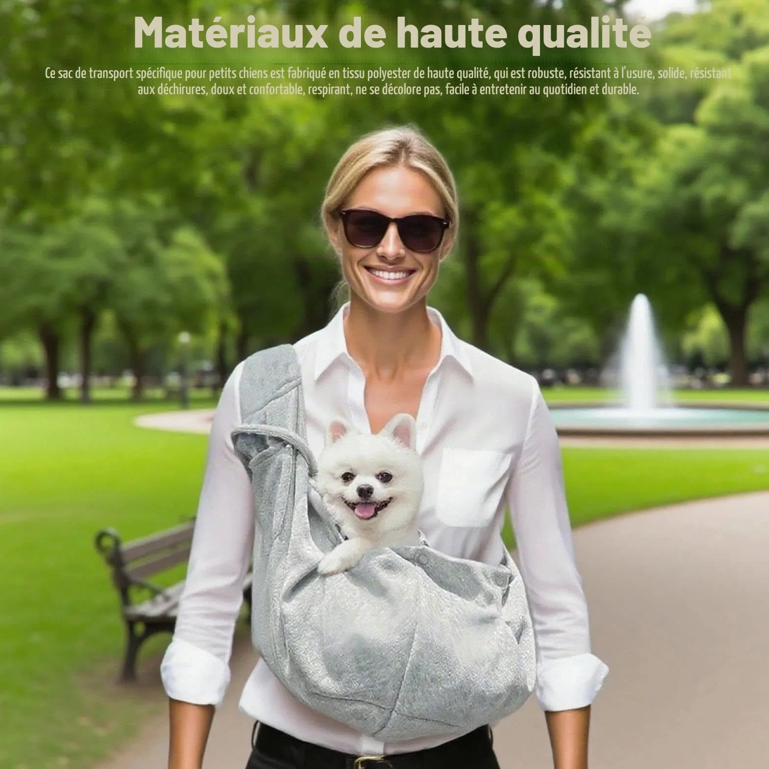 Écharpe de Transport pour Chien 7.5 kg Gris Sac à bandoulière pour Petits Chiens et Chats Aide à Porter Respirante