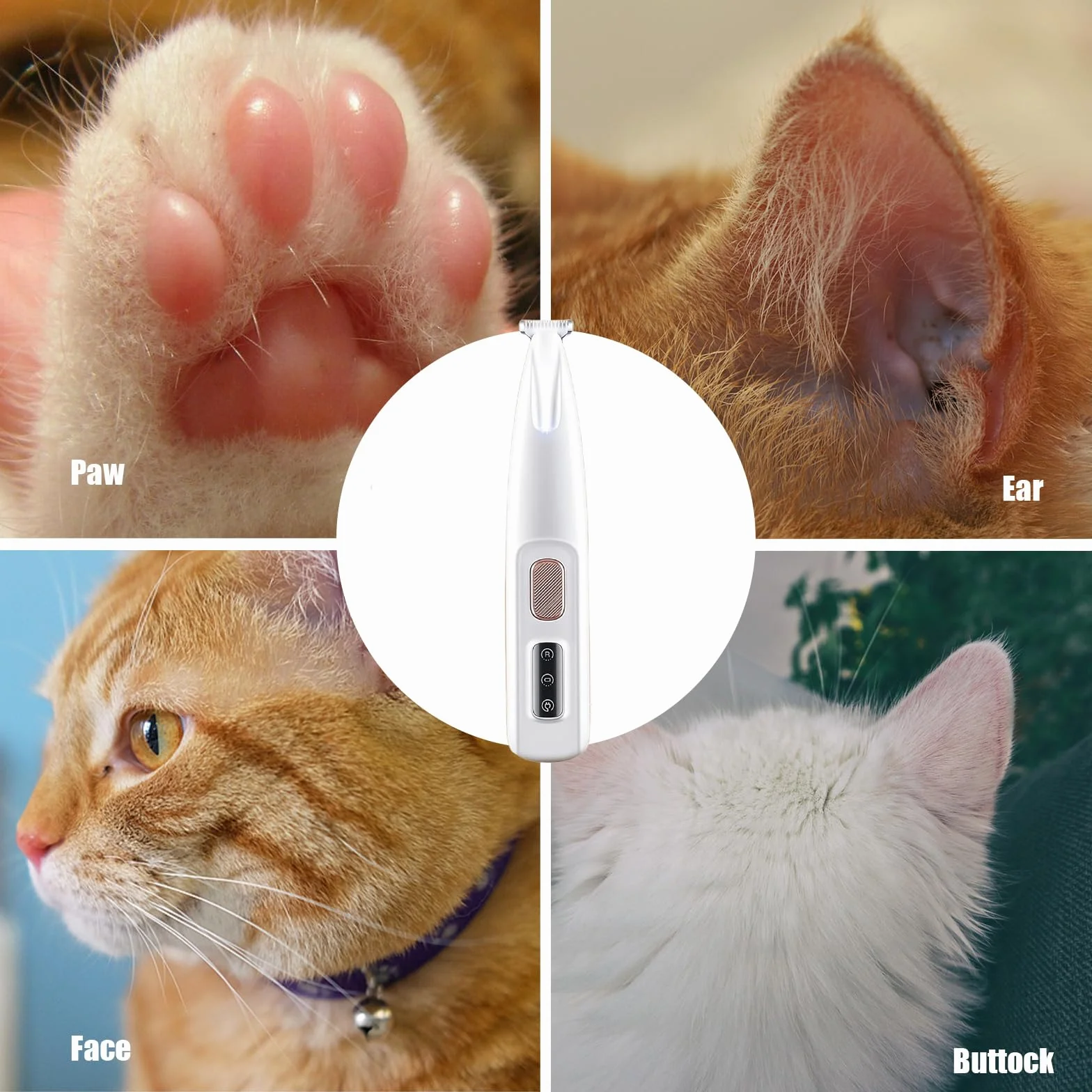 Tondeuse Chat Professionnelle Silencieuse IPX7 Sans Fil Rechargeable USB 3 en 1 pour Chat et Chien