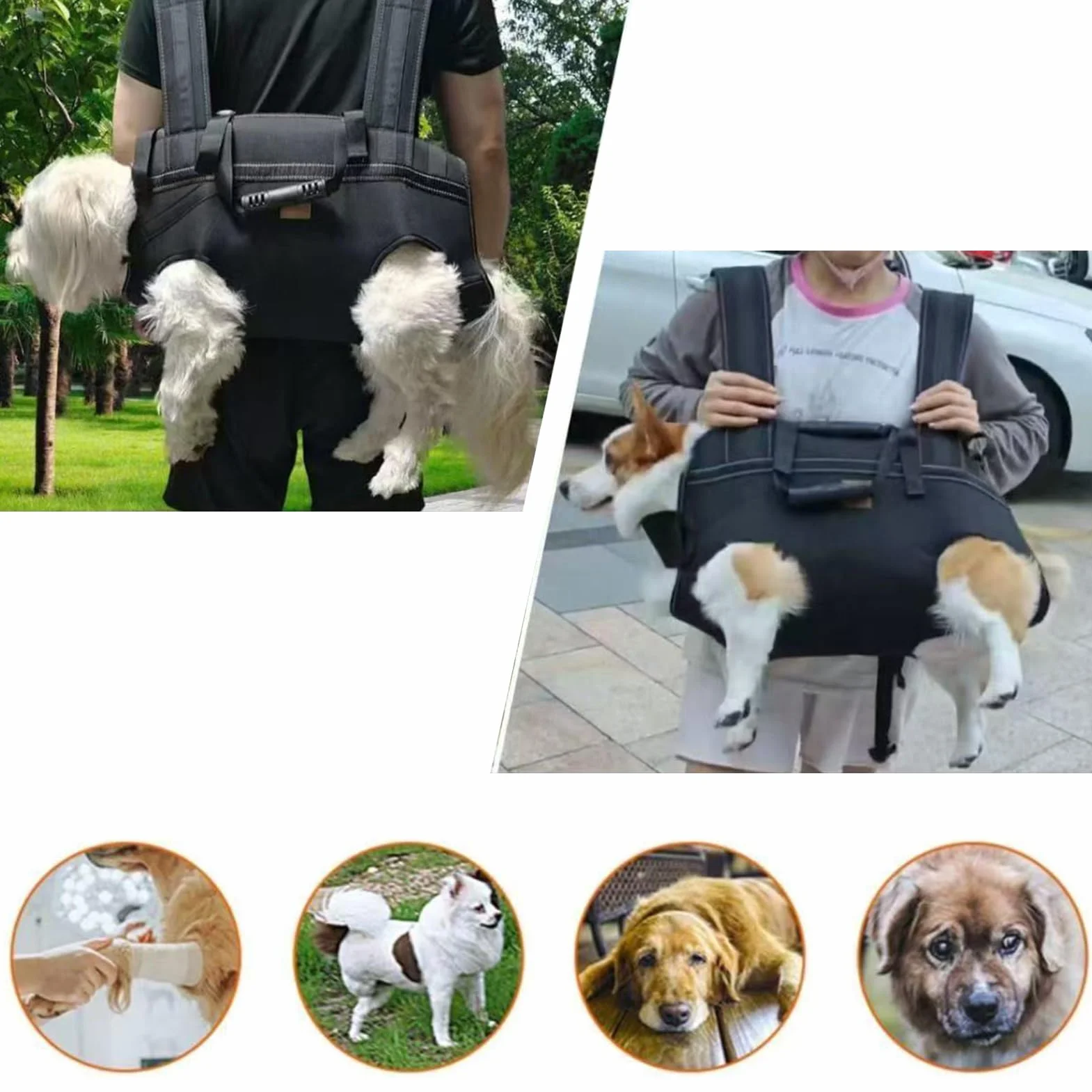 Écharpe de Transport pour Chien Portable Réglable Horizontal pour Voyage Randonnée Vélo