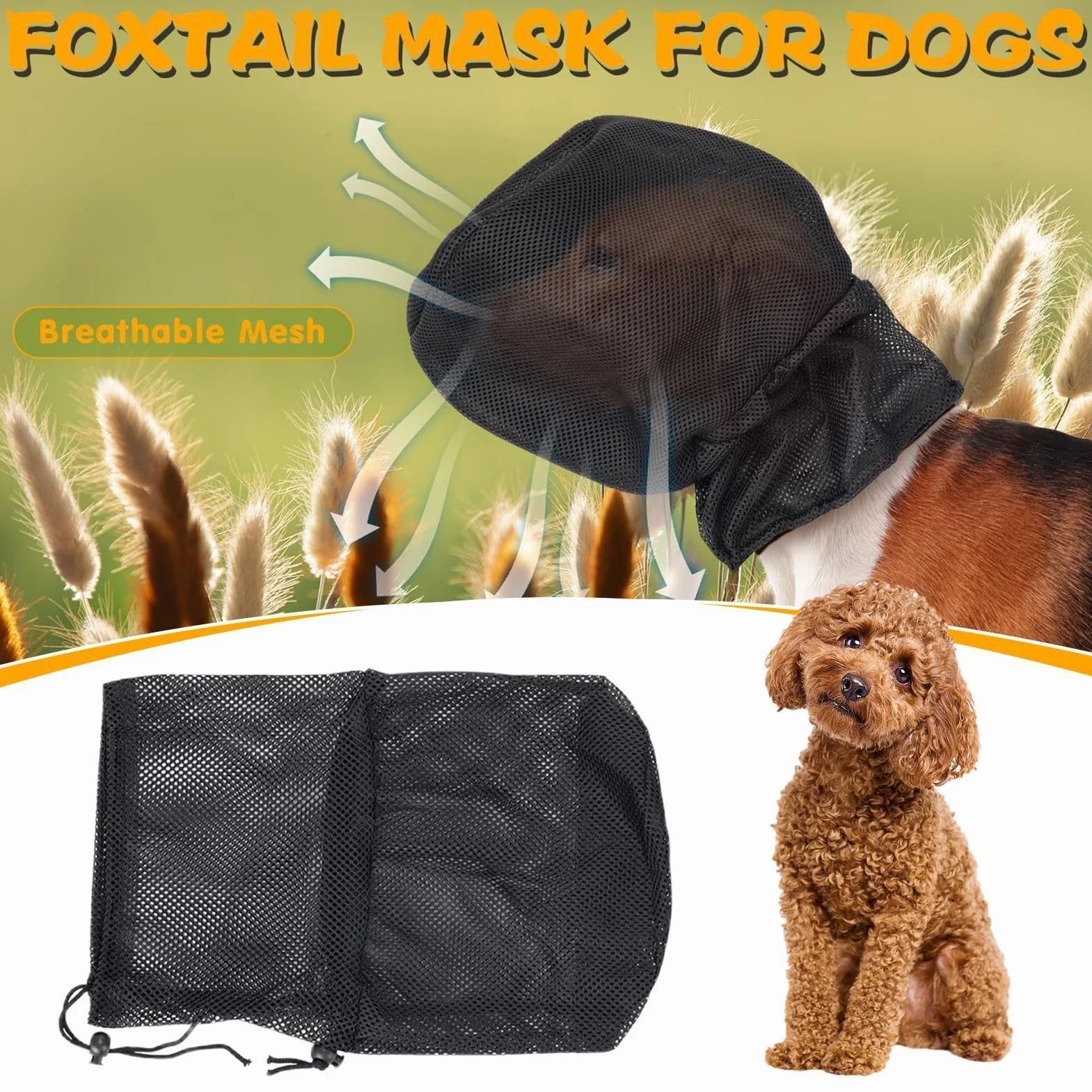 Protège-Museau pour Chien, Filet De Protection pour Tête De Chien, Masque De Protection Muselière Respirante Ajustable Protecteur en Mesh À Ajustement Sécurisé pour Races Petites Moyennes Et Grandes