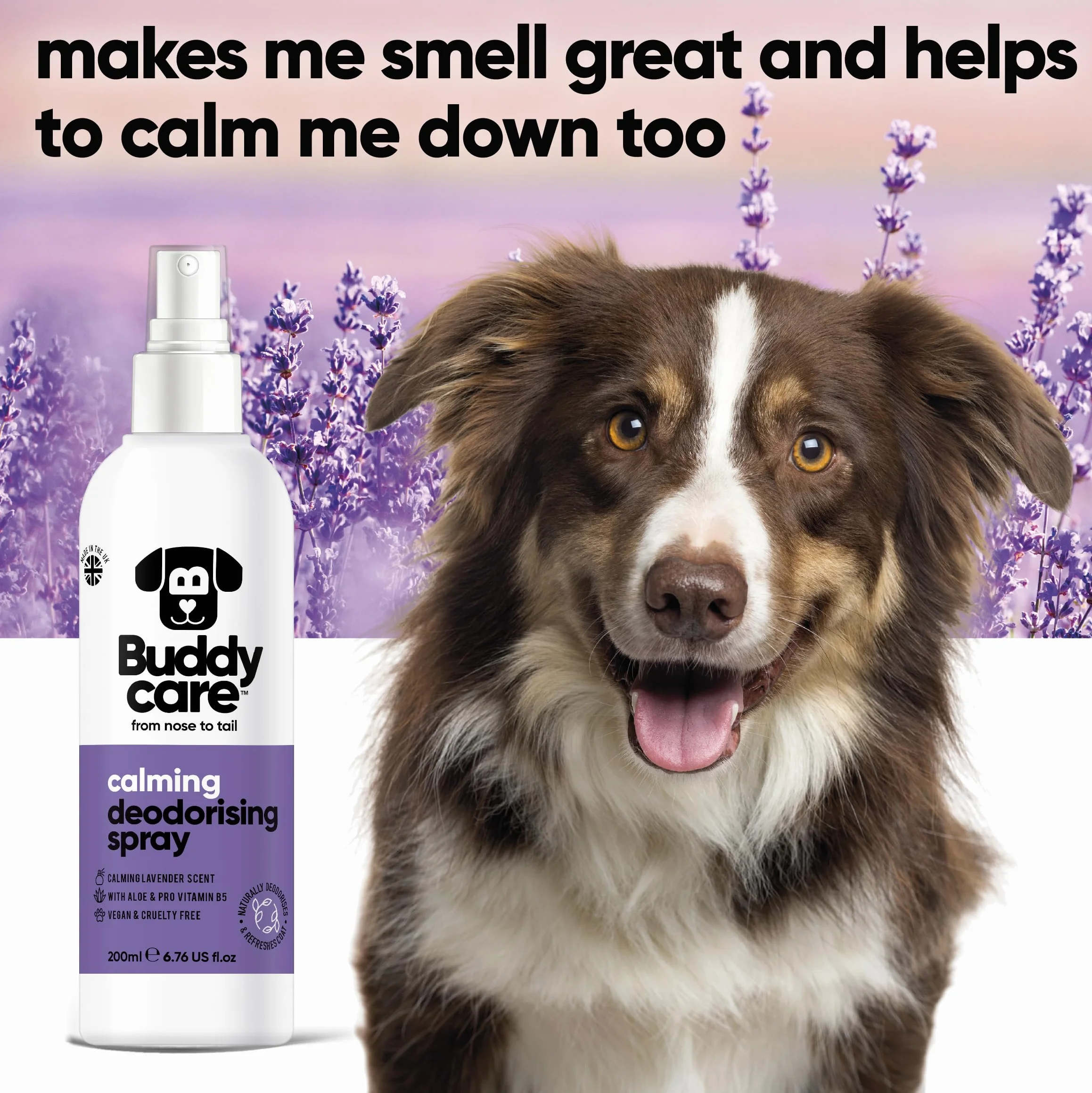 Spray Déodorant pour Chiens Apaisant Aloe Vera Pro Vitamine B5 Lavande 200 ml