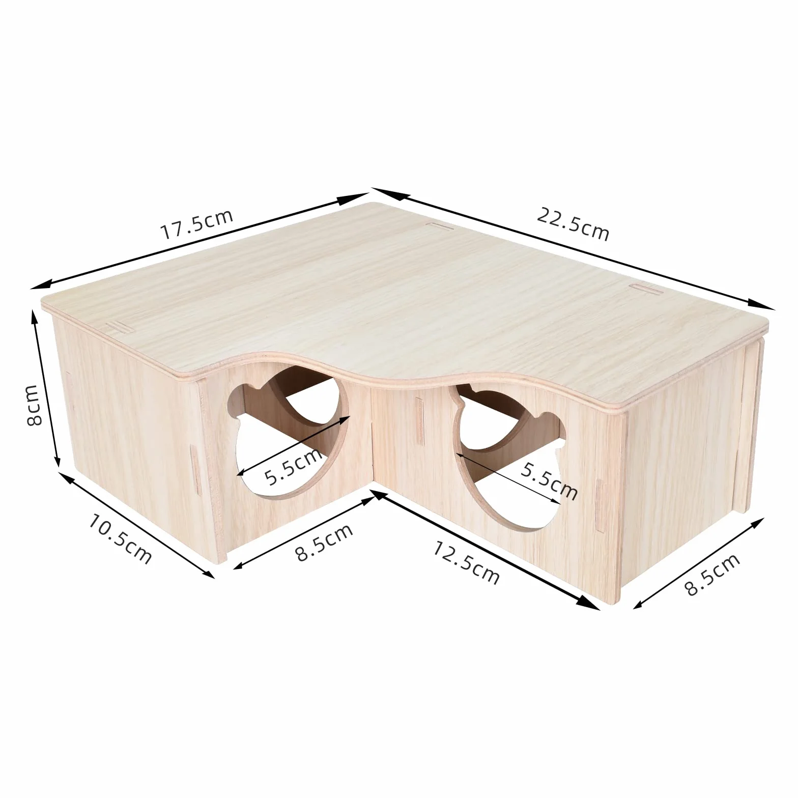 Maison en Bois pour Hamster, Hamster Maison d'angle en Bois, Maison Hamster, Maison Cochon d'Inde, pour Petits Animaux de Compagnie, Hamster Nain, Degus, Souris à Barbelés (22.5 * 17.8 * 8cm)