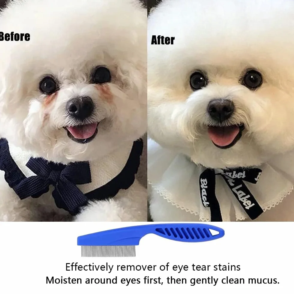 9 Peigne Anti Poux, Peigne Anti Puces pour Chat et Chien, Peigne Puces Chat et Chien pour Enlever les Taches de Larmes/Poux/Tangles/Croûte/Saleté