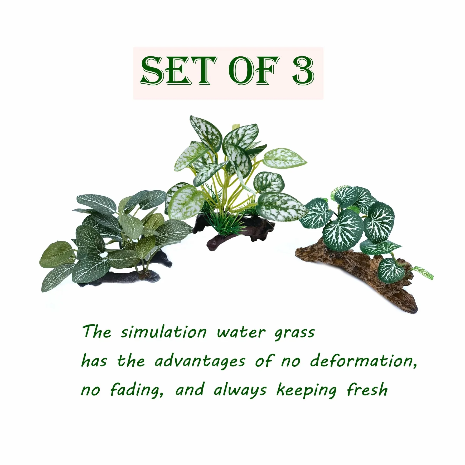 Plantes Artificielles en Soie pour Aquarium - Herbe Aquatique Décoration Premier Plan (3 Herbes Vertes)