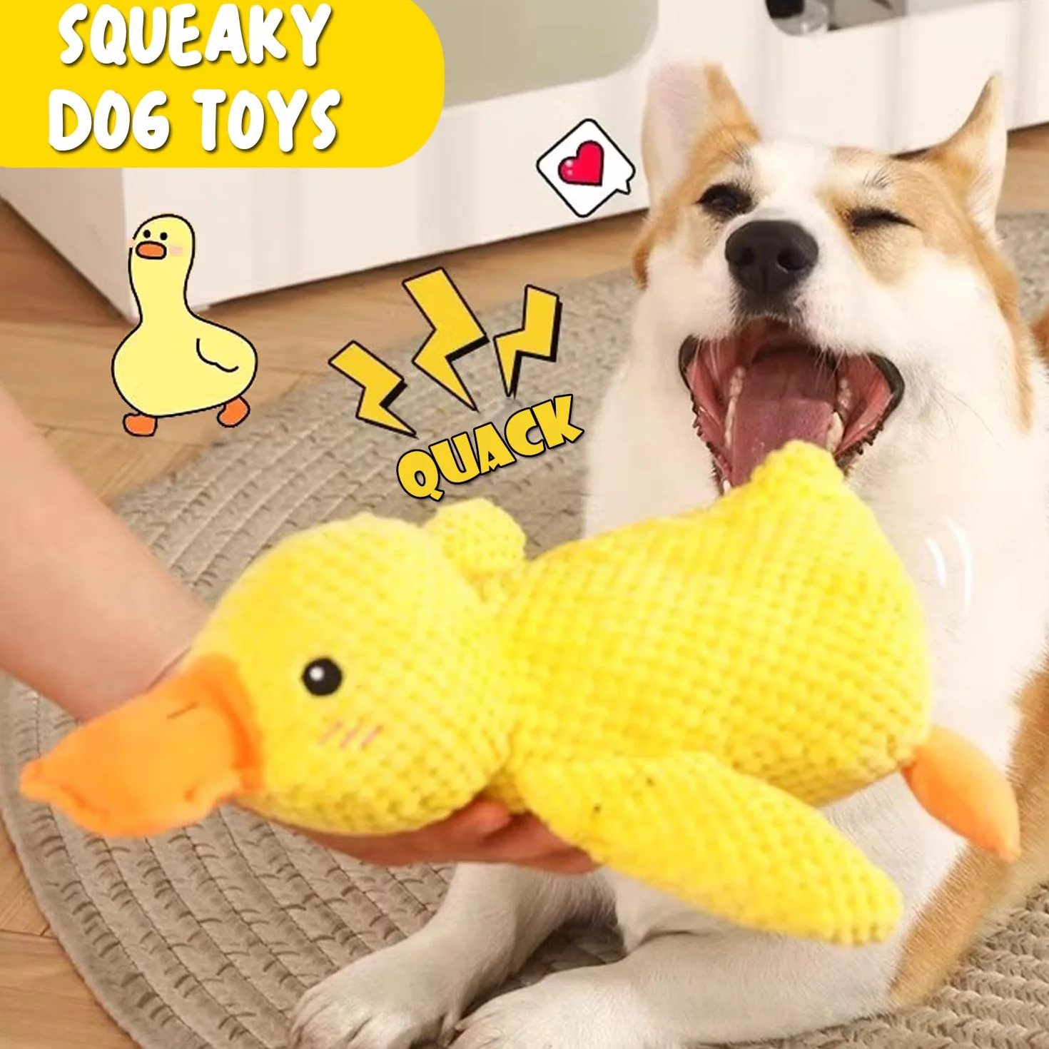 Grand Jouet en Peluche pour Chien 35 cm Canard couineur Doux et résistant