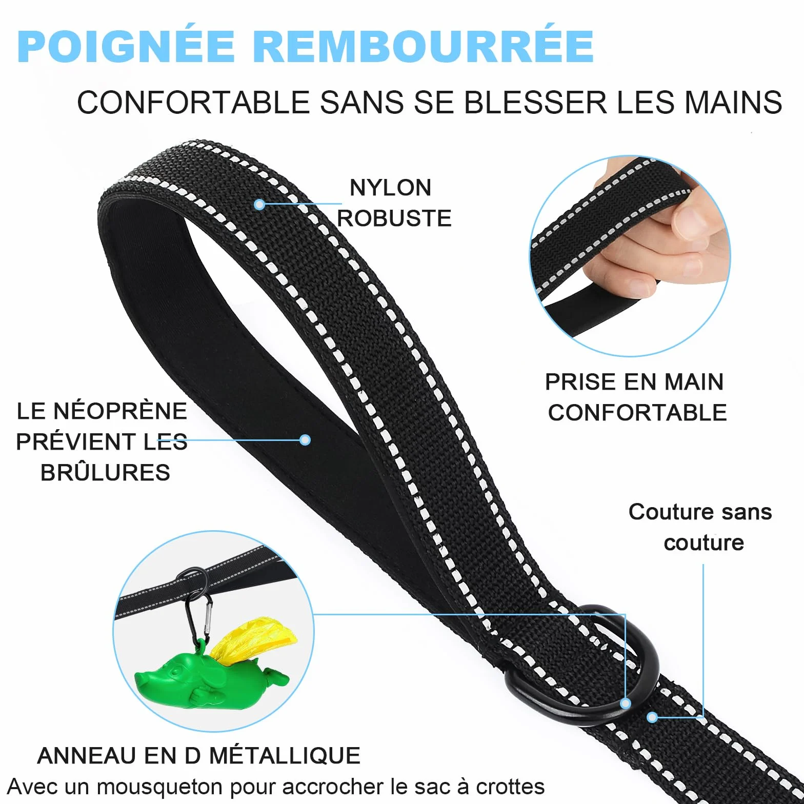 Longe pour Chien 3M 10M 20M 30M Laisse de Dressage Réfléchissant