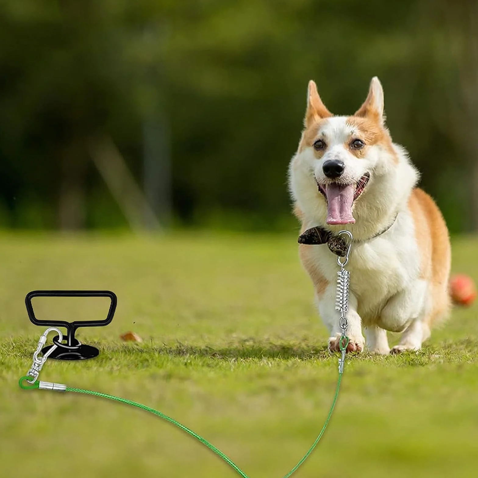 Ancrage pour Chien Spirale Trapézoïdale Piquet 360° Rotation Anti-enchevêtrement Noir