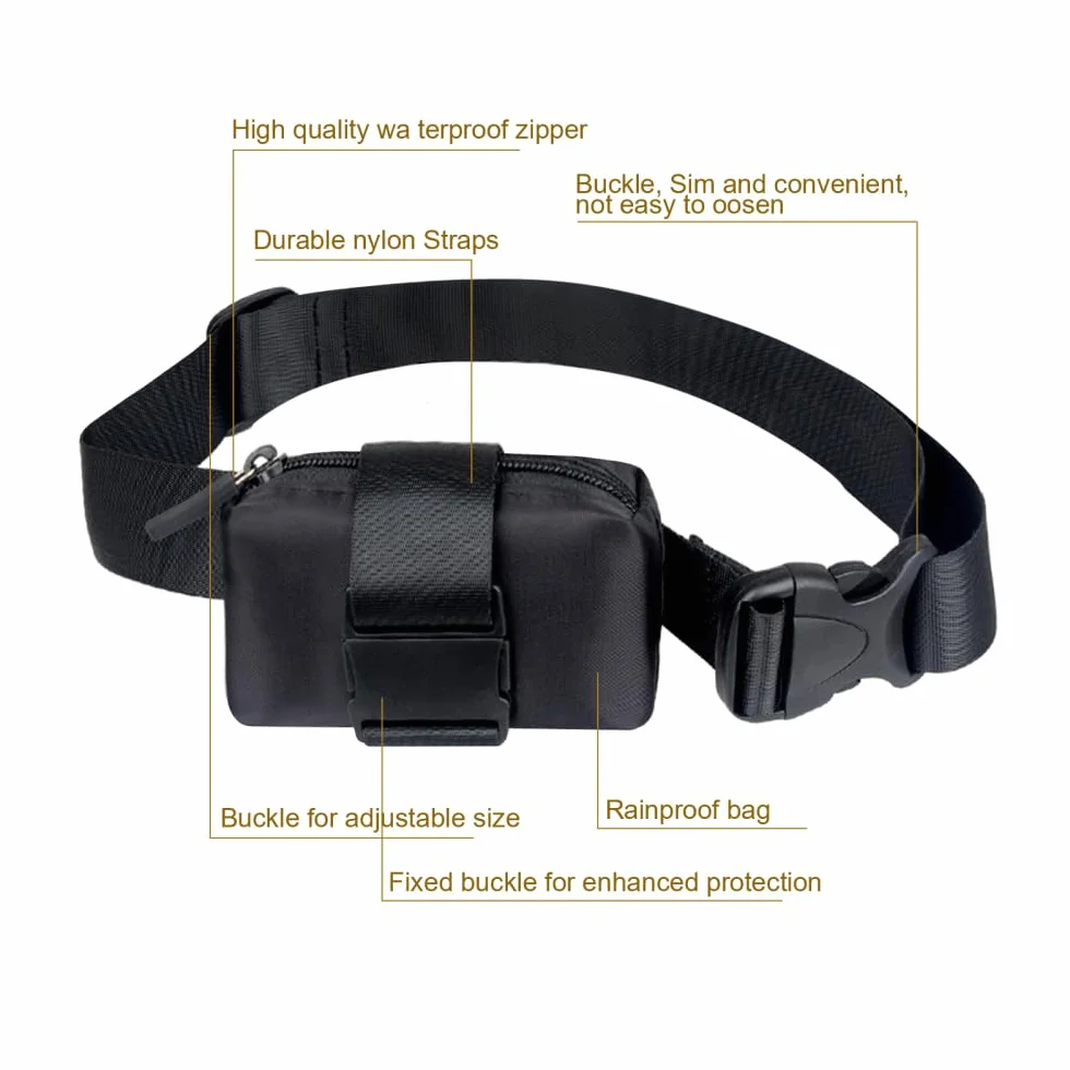 Pochette de Traqueur de Traction pour Chien,Sac de Transport pour Localisateur Animaux de Compagnie avec Sangle Réglable de 50 a 80cm pour Appareils de Localisation de Bétail(Localisateur Non Inclus)