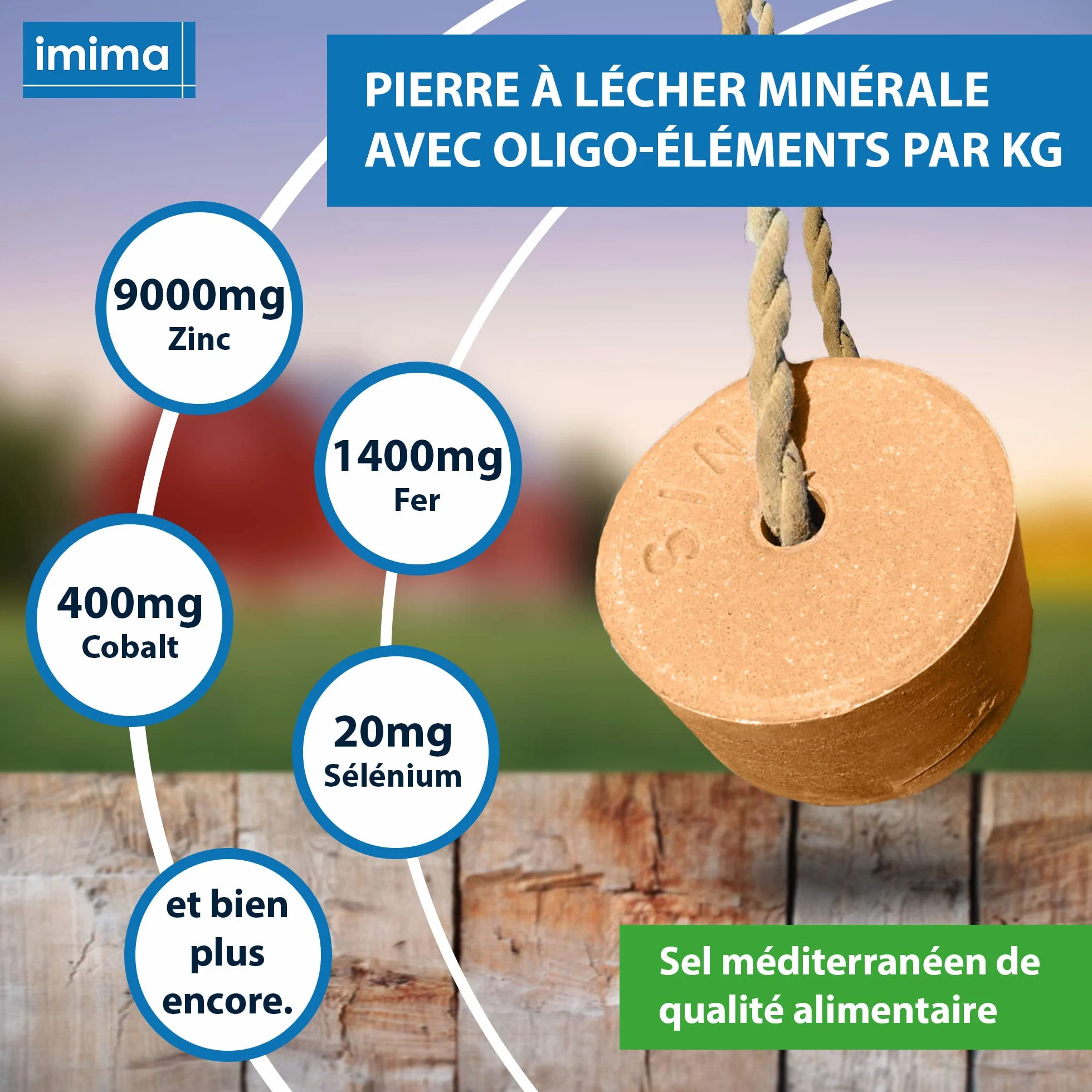 ZINCOBLOCK Lot de 4x3 kg Pierre à lécher minérale pour Chevaux Zinc Fer Cobalt Sélénium sel méditerranéen