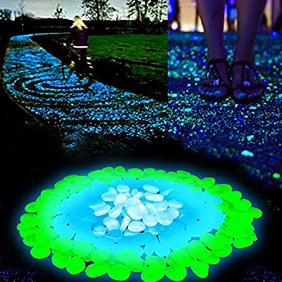 Lot de 300 galets lumineux multicolores pour aquarium, terrarium, jardin Blanc