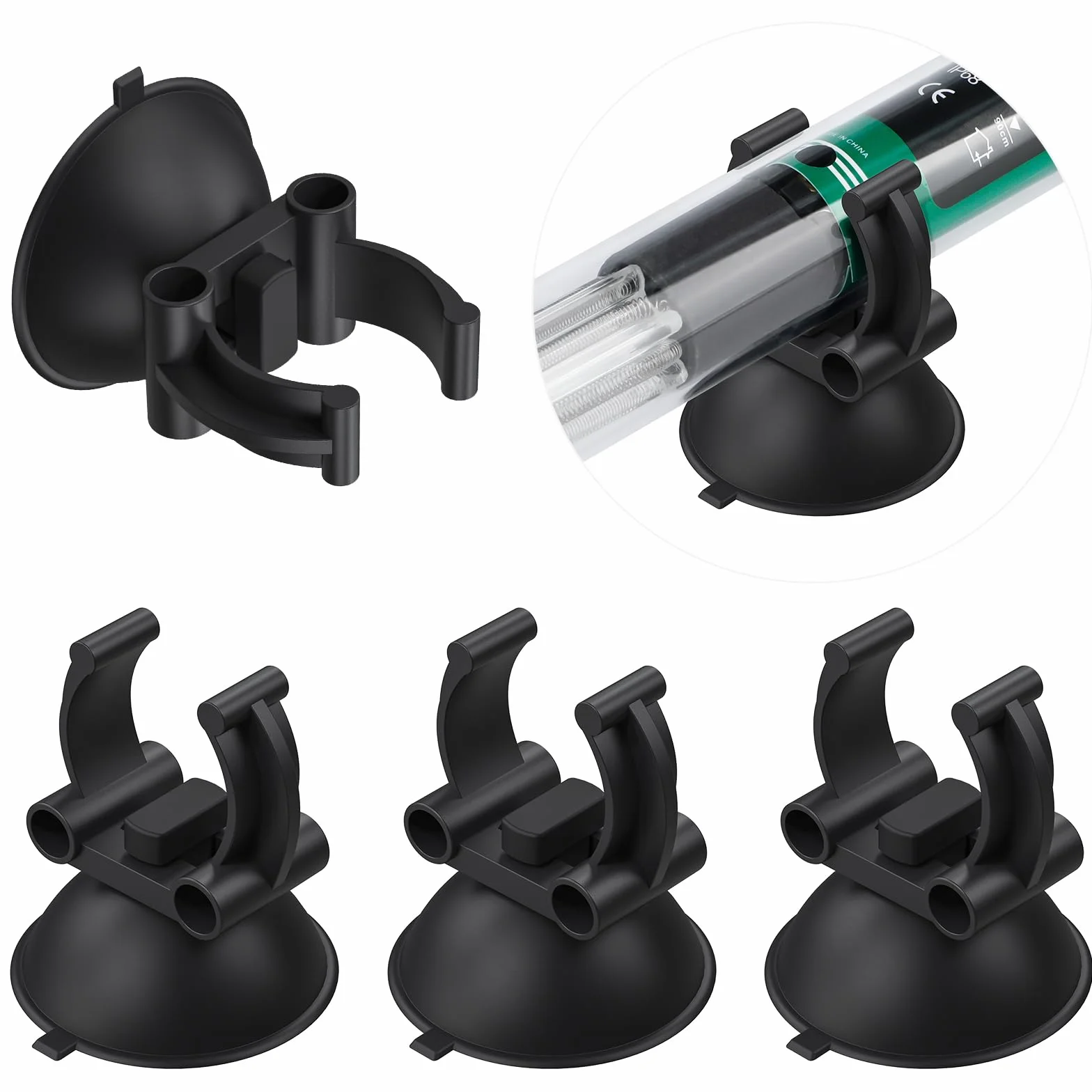 Pawfly Ventouses pour Chauffage d'Aquarium De 3,3 Cm avec Pinces De 2,4 cm Clamps De Fixation pour Canne Chauffante Standard Noire pour Aquariums (Pas pour Les Tubes De Ligne Aérienne), 12 Pièces