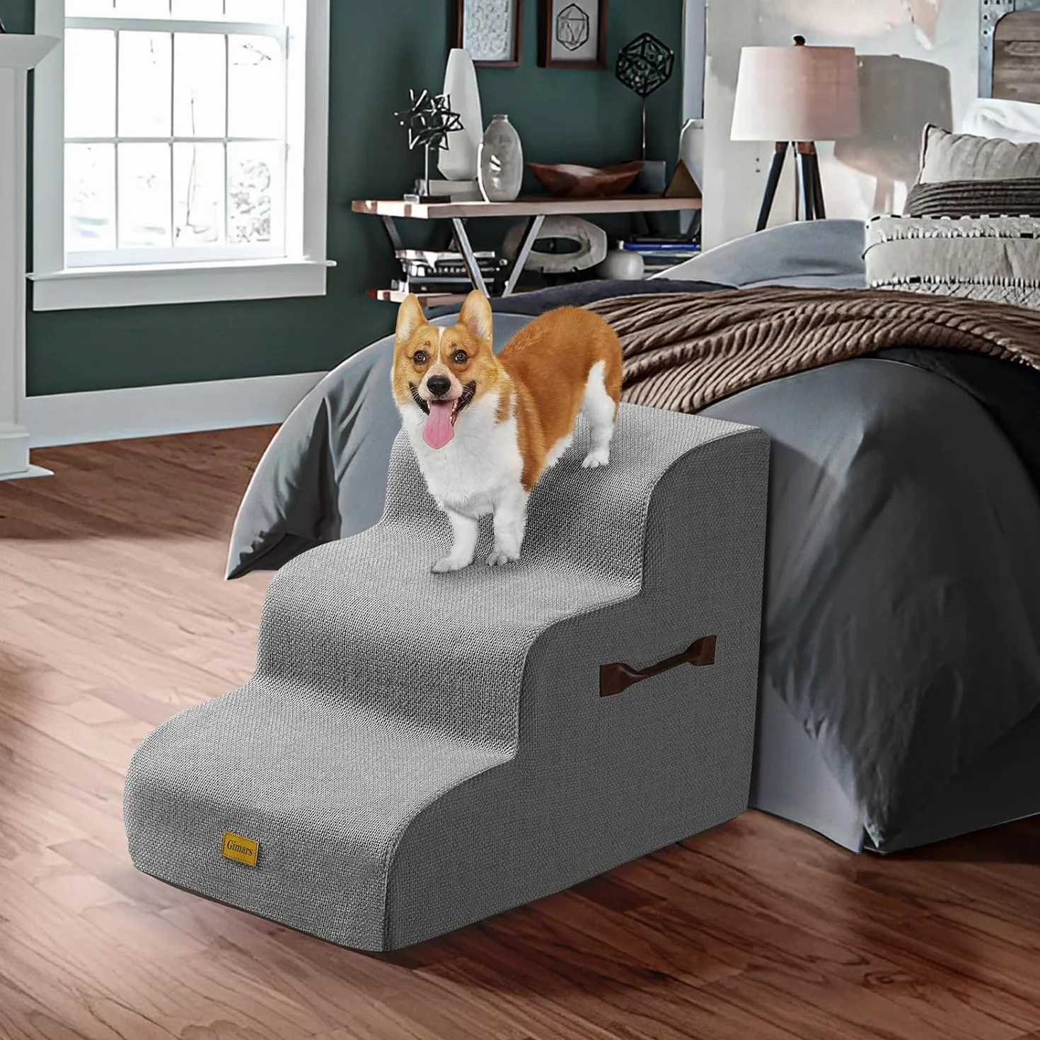 Gimars Escalier Robuste Extra Large pour Chiens en Mousse Haute densité 30D Anti-dérapant