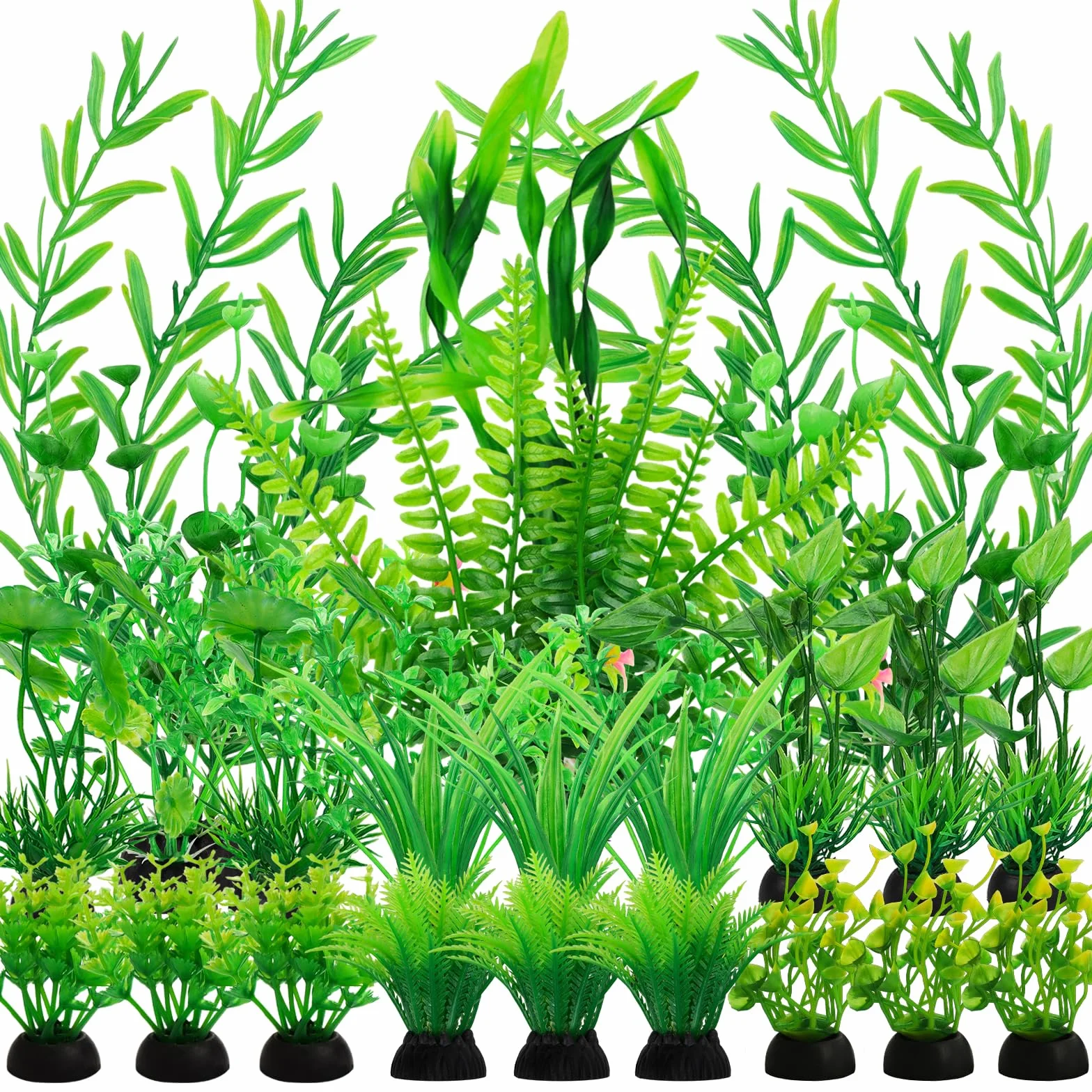 QUOZUO Plantes Artificielle Aquarium Décor 25 Pièces Vert Terrarium Décoration