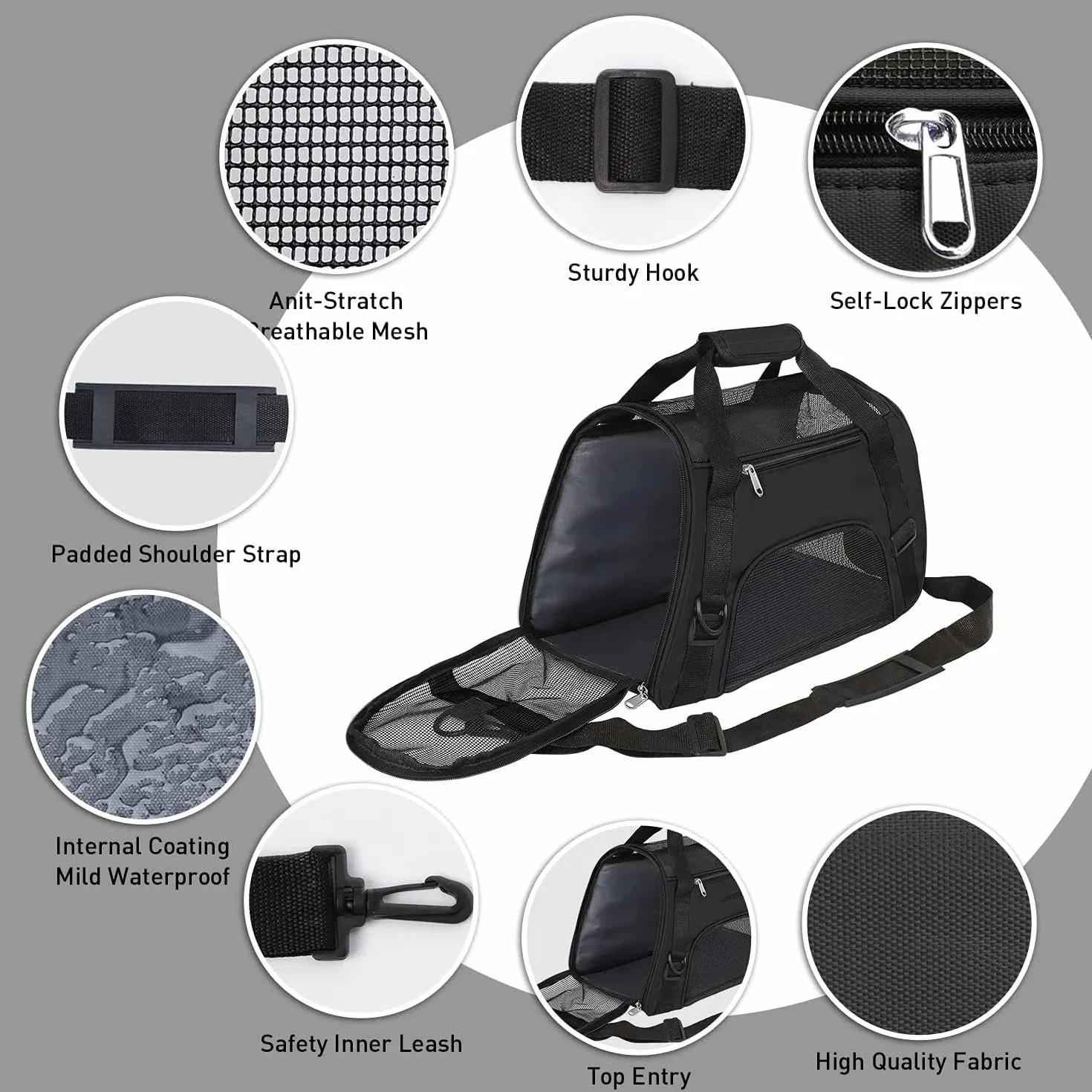 Sac de Transport pour Chien et Chat en Oxford, Respirant, Lavable et Pliable pour Petit Animaux