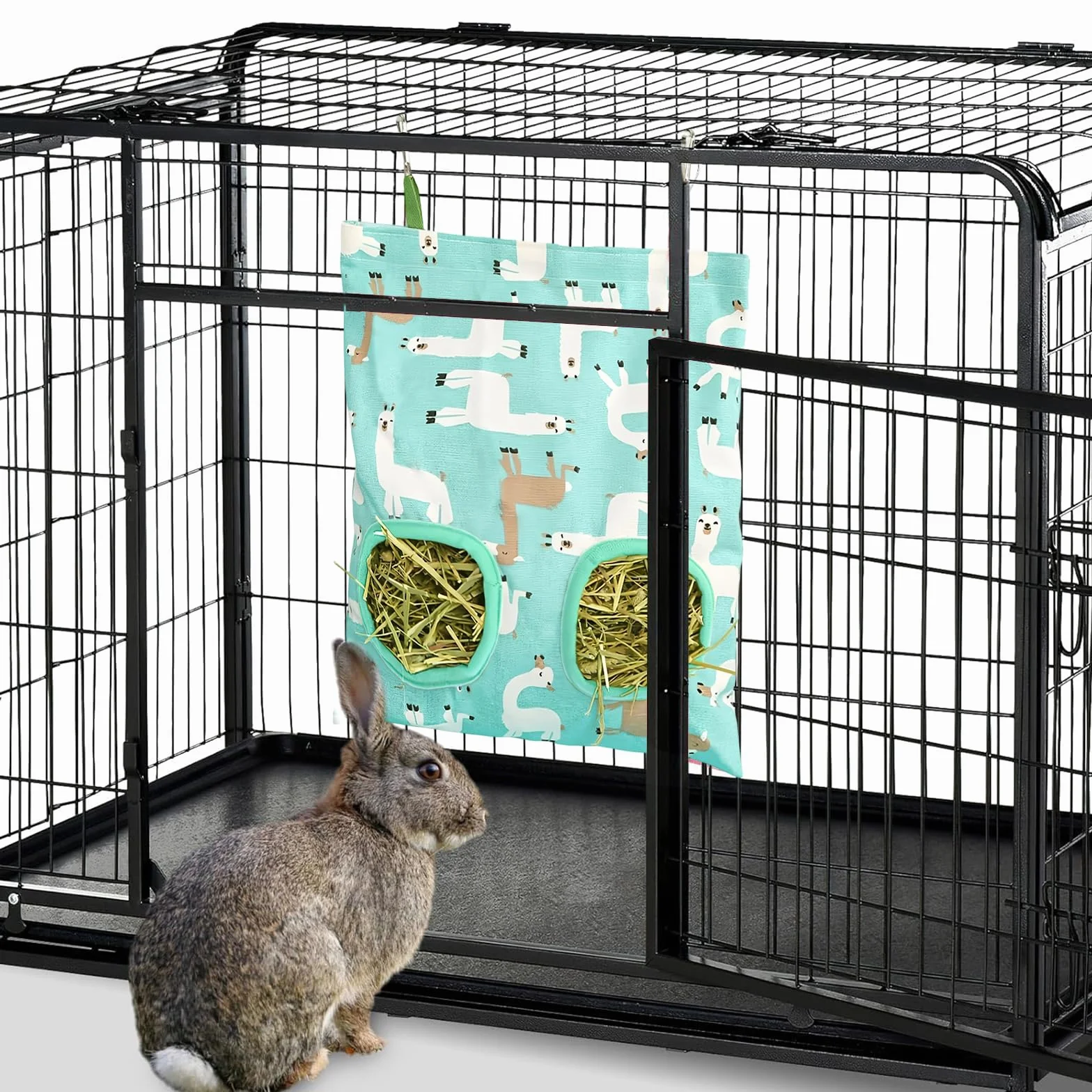 Sac à Foin pour Lapin, Sac de Foin Suspendus Animaux Supports de Stockage avec 2 Trous pour Chinchilla, Cochon d'Inde et Taupe