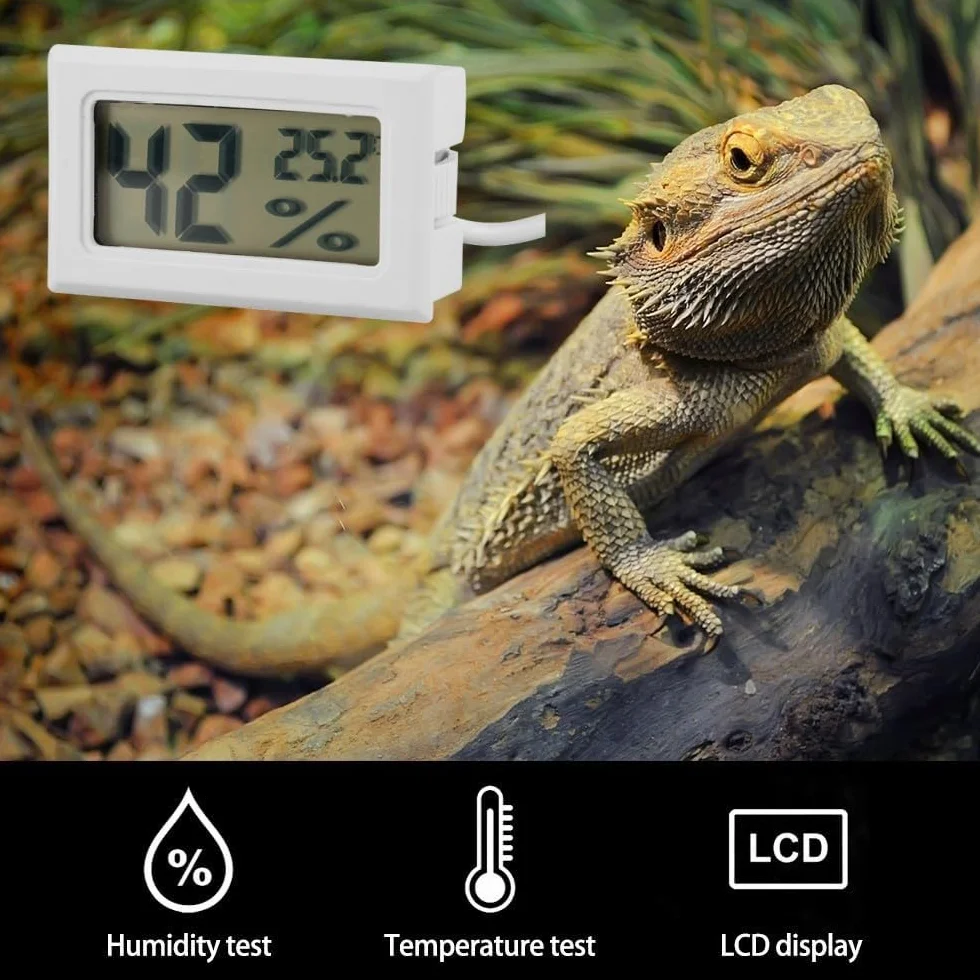 Mini Thermomètre Numérique Hygromètre avec Sonde Externe, Moniteur LCD Numérique Intérieur Extérieur Température Humidité Mètre Jauge pour Reptiles Terrarium Animal de Compagnie