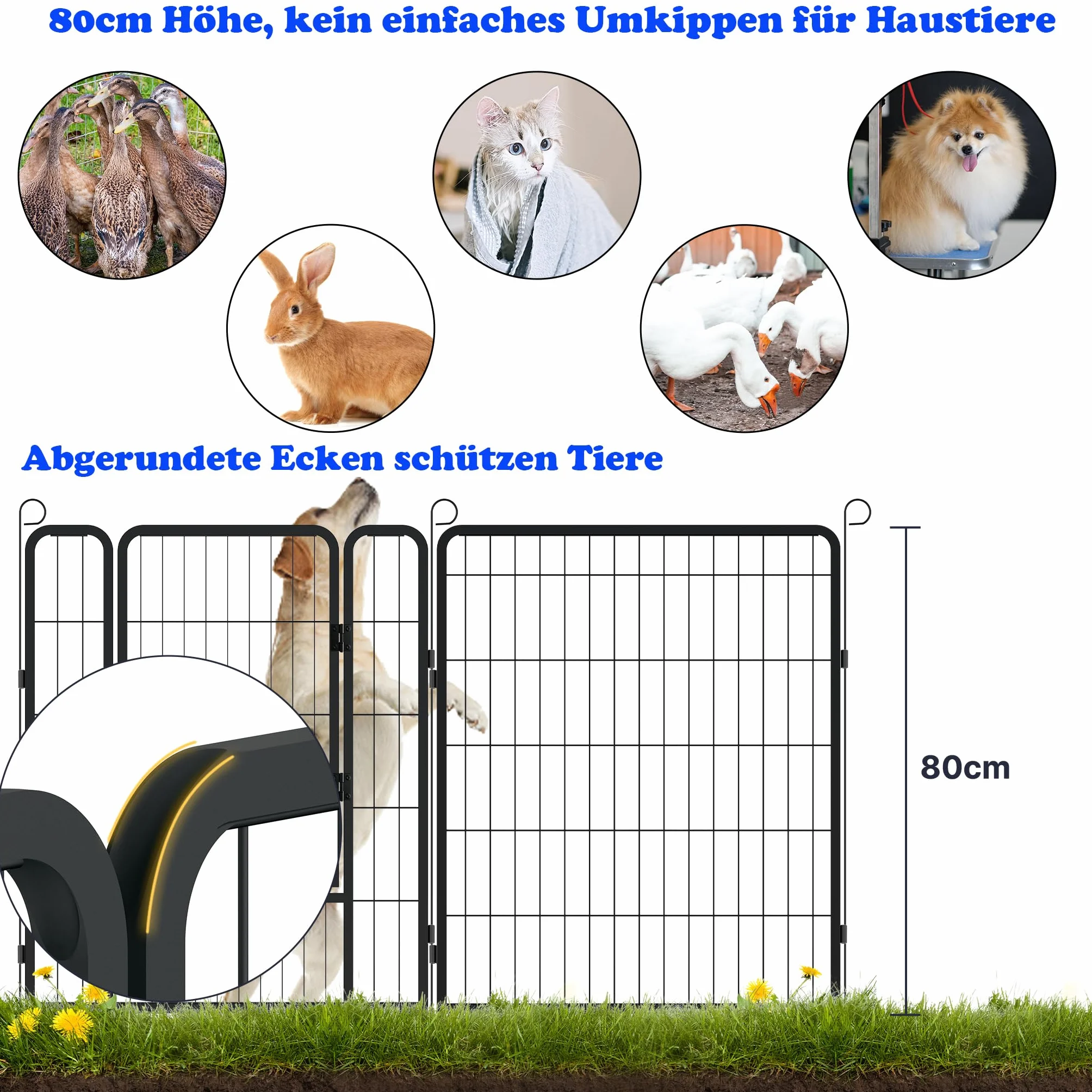 YUENFONG Enclos pour Chiots 80cm Hauteur XL 528x65x80cm avec Porte