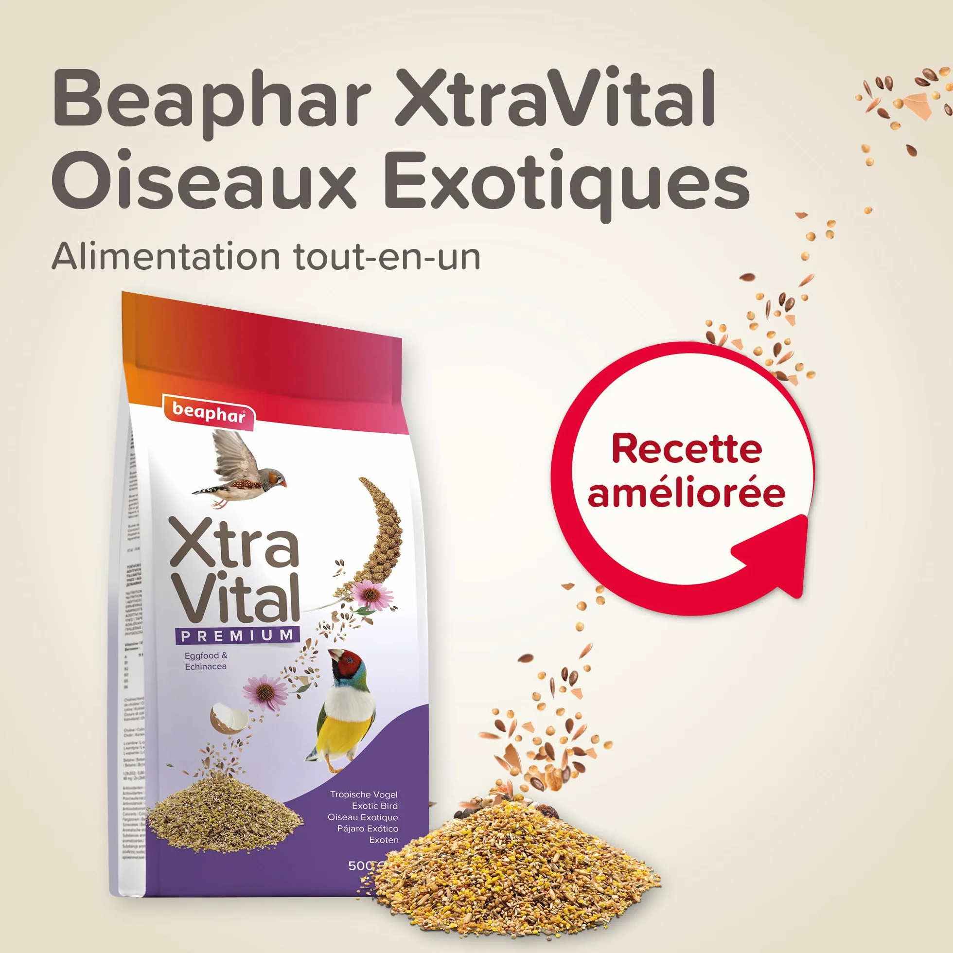 Beaphar XTRAVITAL Alimentation Premium Oiseaux Exotiques 500g