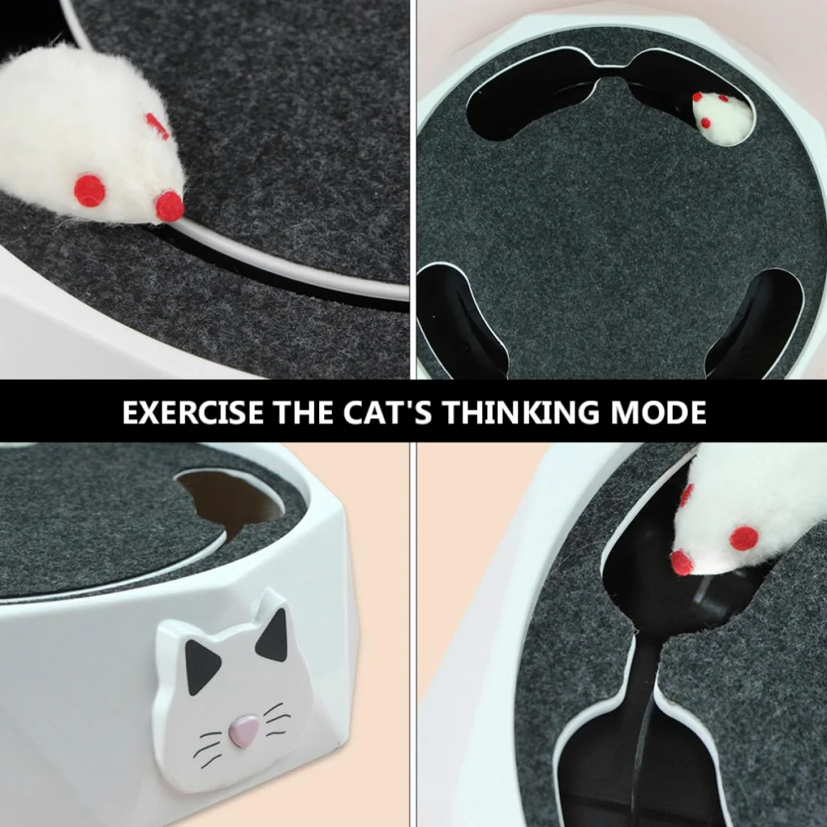 Alipis Électrique pour Chaton Souris Blanche Simulant L'expérience de Chasse et Mouvement de Fouissage, Interactif en Abs pour Exercice Intérieur