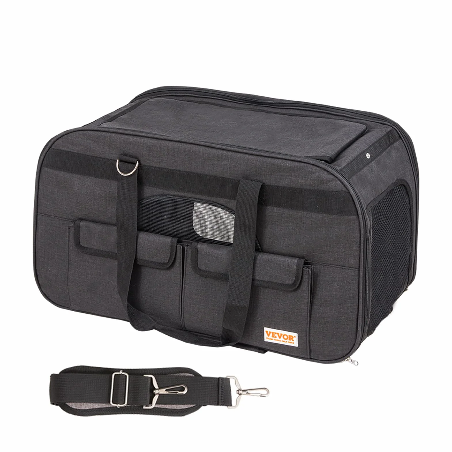 VEVOR Sac à Roulettes pour Chat Chien 15,8 kg Sac de Transport Animaux Poignée Télescopique Noir