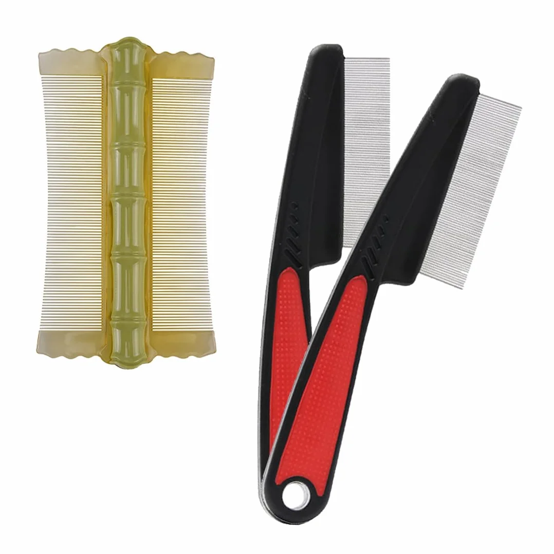 Lot de 3 Peignes anti Puces pour Chiens et Chats Dents Grossières et Fines
